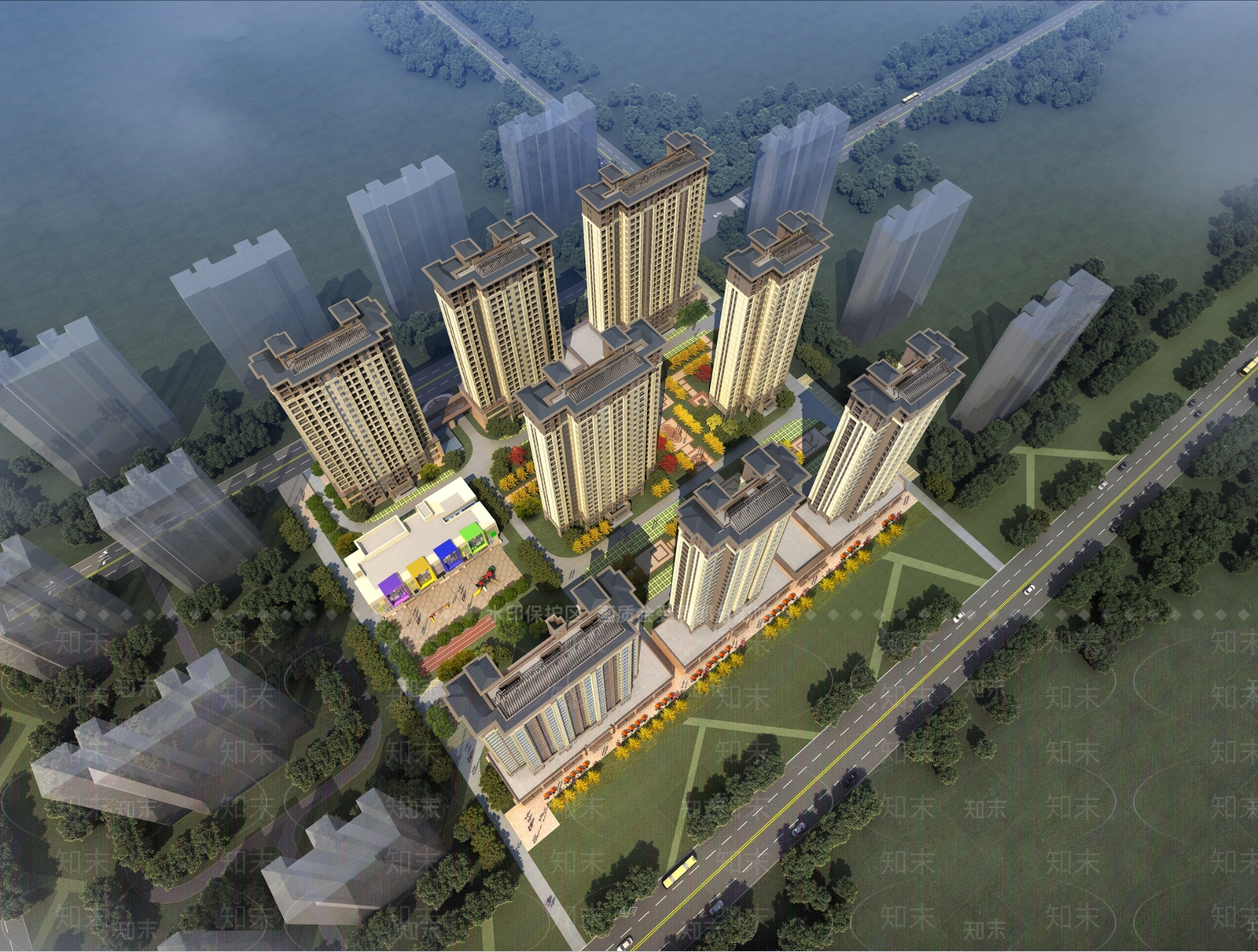 现代简约小区建筑SU模型下载【ID:1189764109】