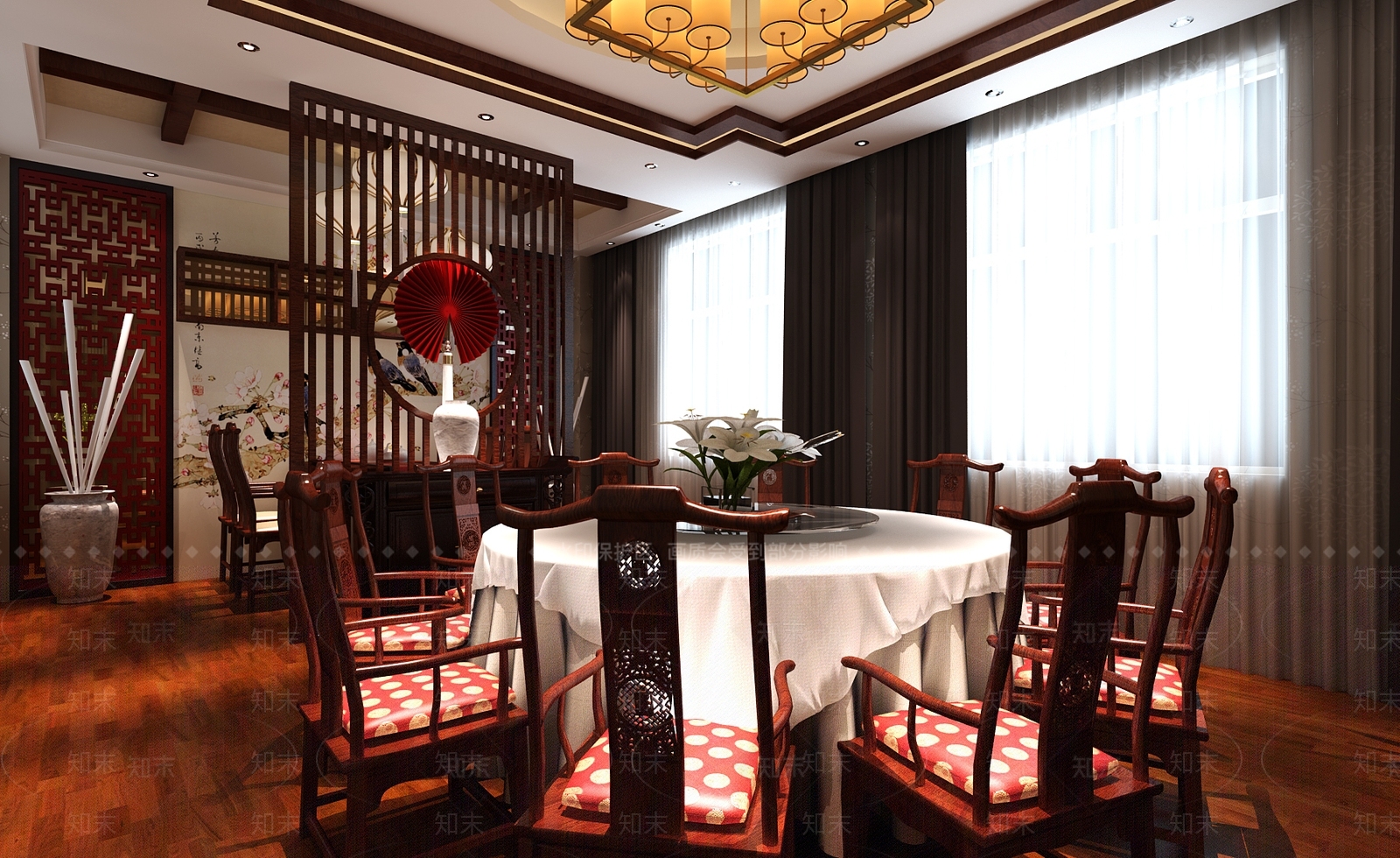 新中式中餐厅3D模型下载【ID:1189763754】