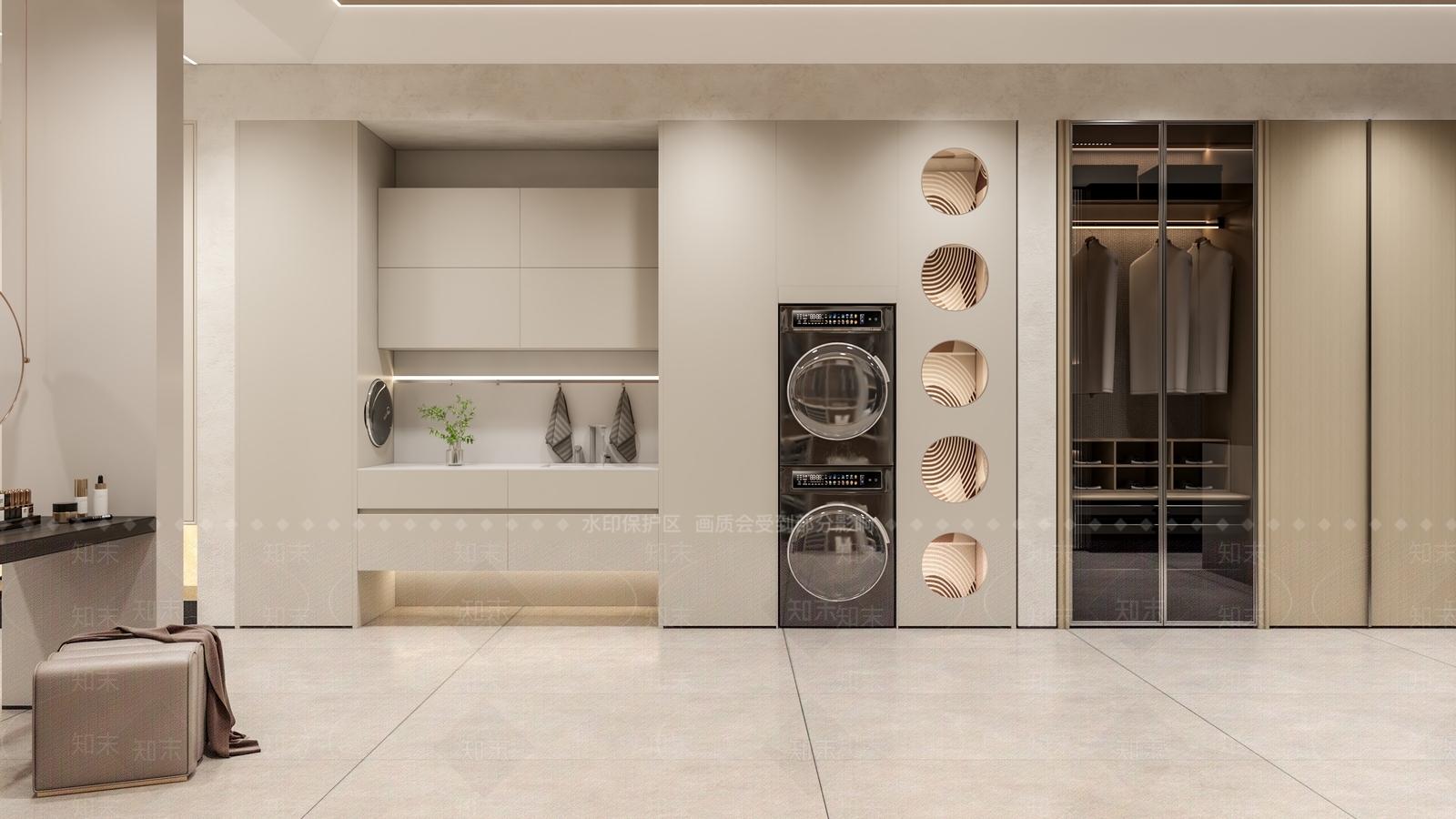 现代极简洗衣机柜3D模型下载【ID:1189767019】