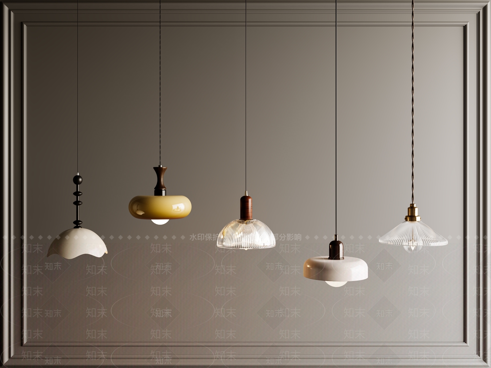 复古中古床头吊灯SU模型下载【ID:1189771361】