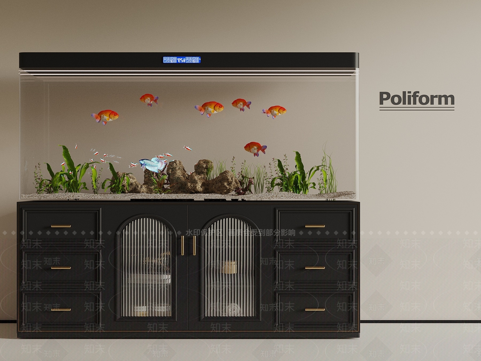 法式鱼缸3D模型下载【ID:1189771452】
