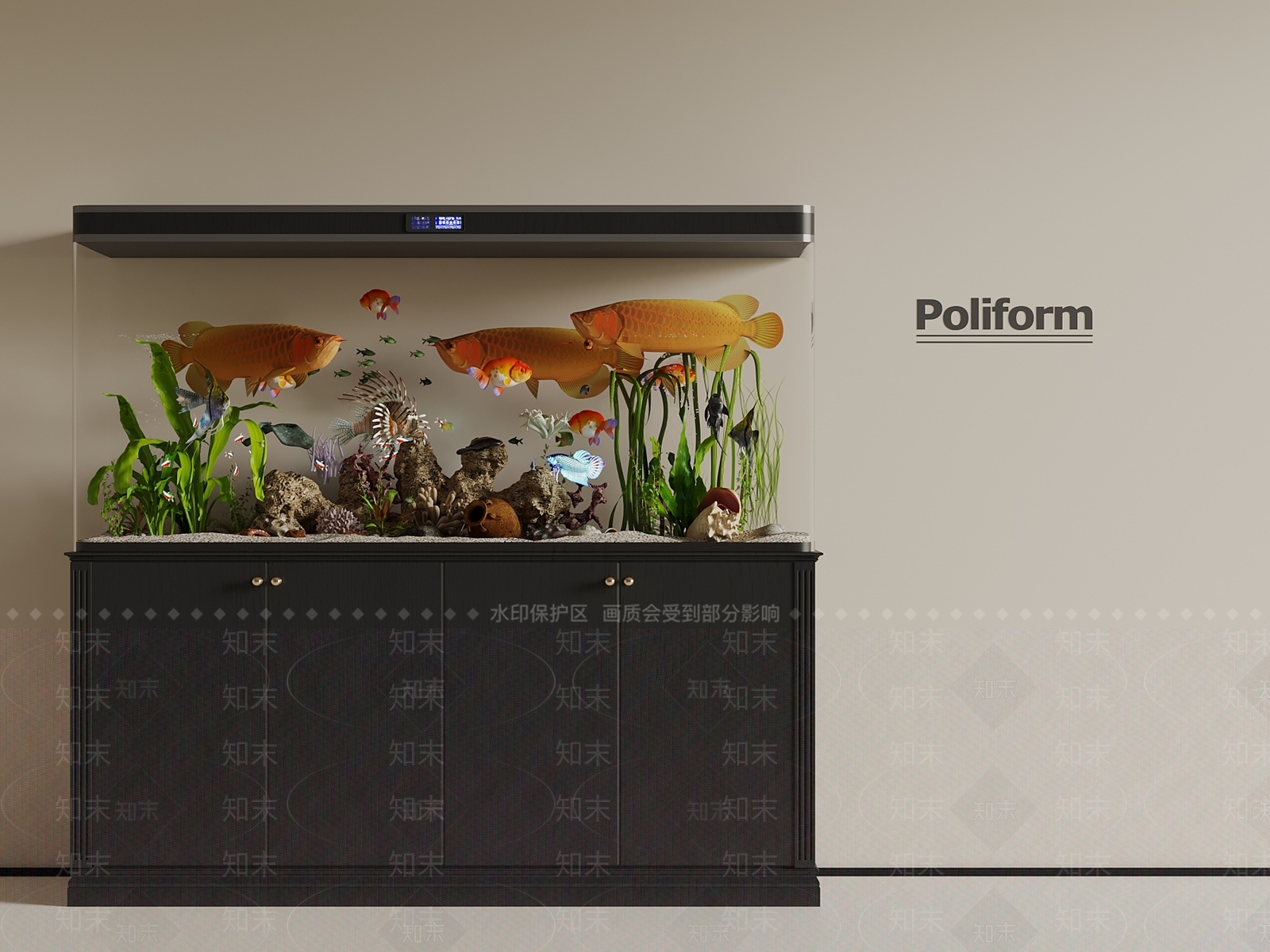 法式鱼缸3D模型下载【ID:1189771871】