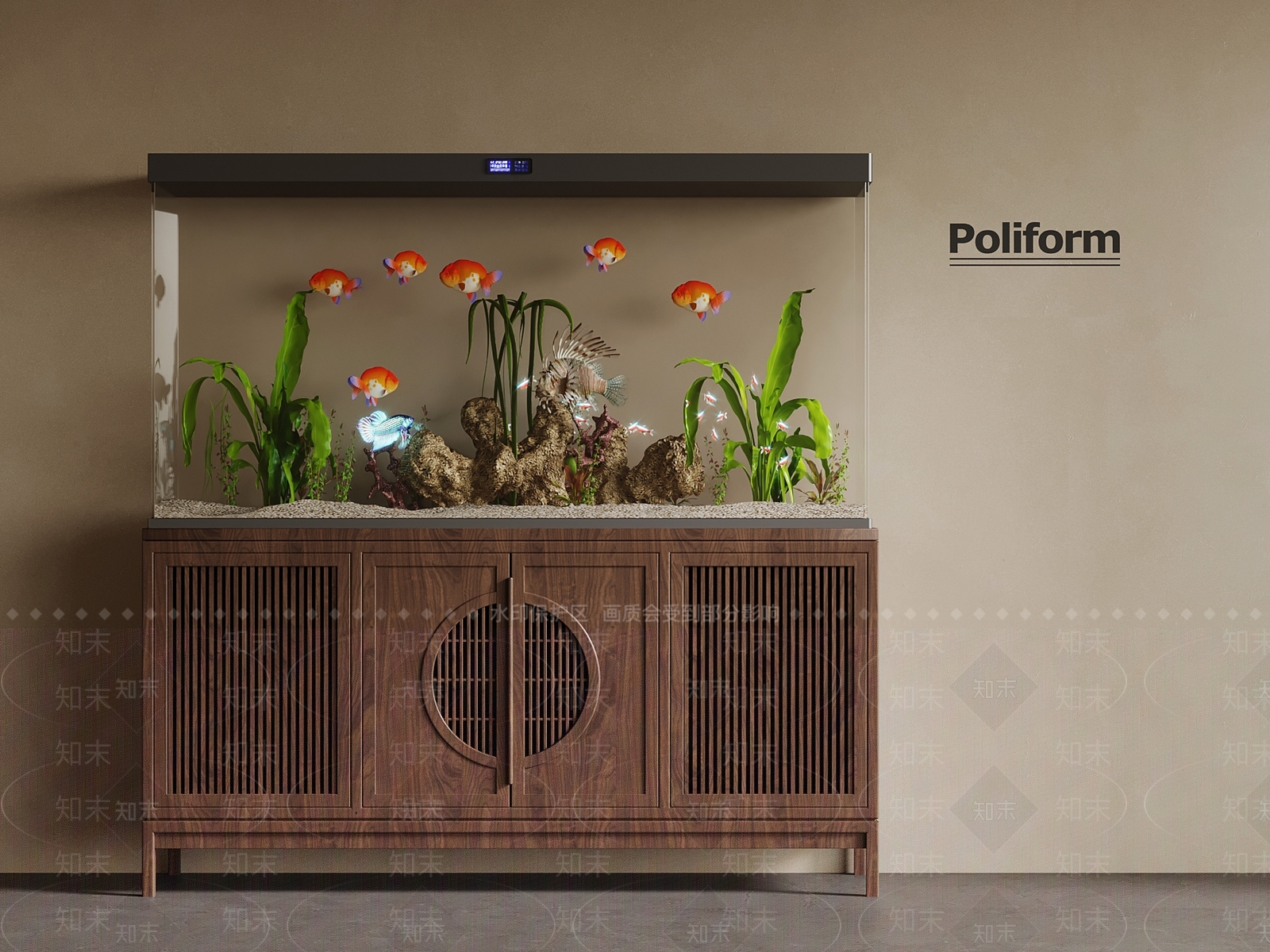 新中式鱼缸3D模型下载【ID:1189773279】