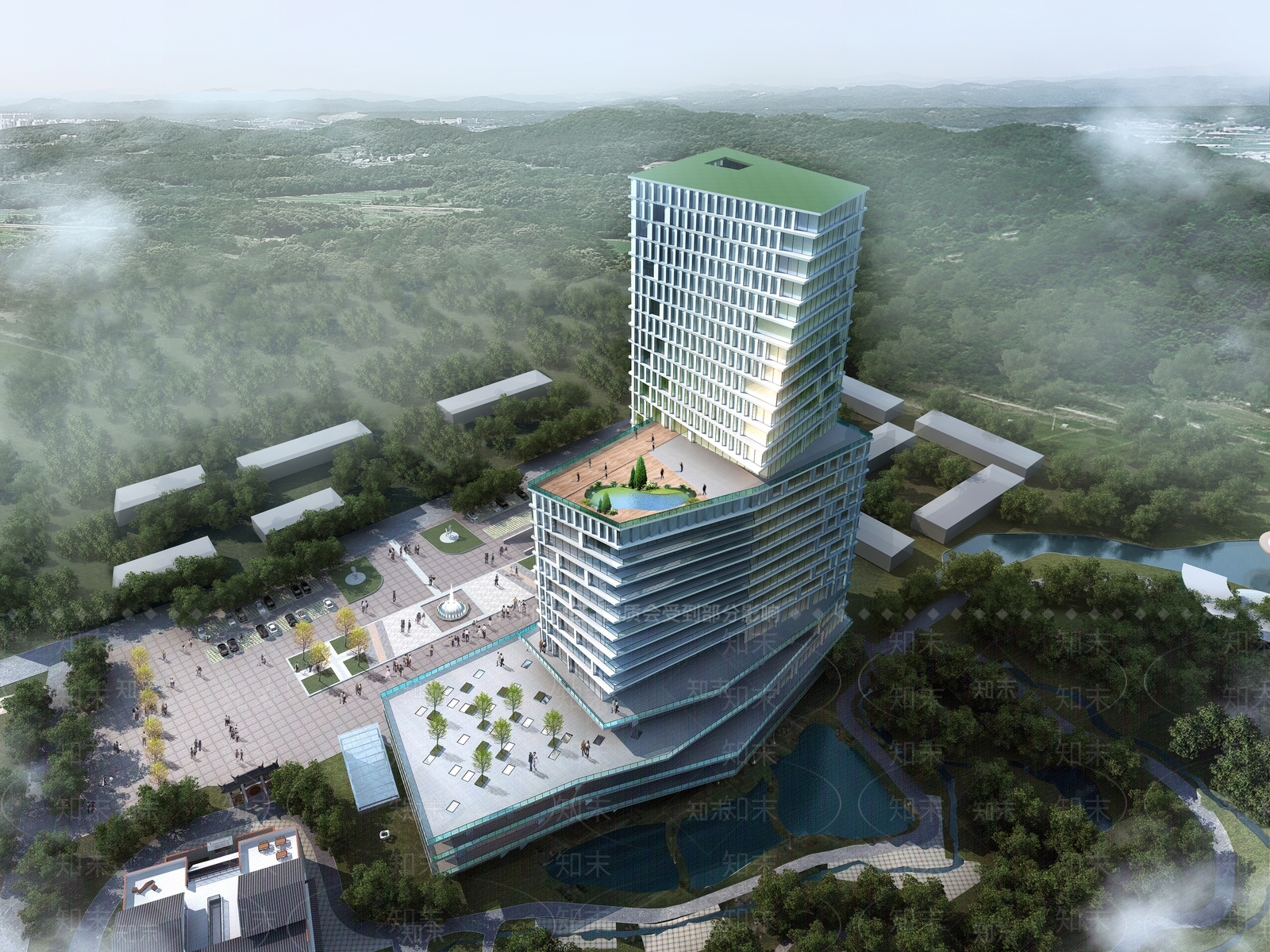 现代简约酒店建筑SU模型下载【ID:1189779884】