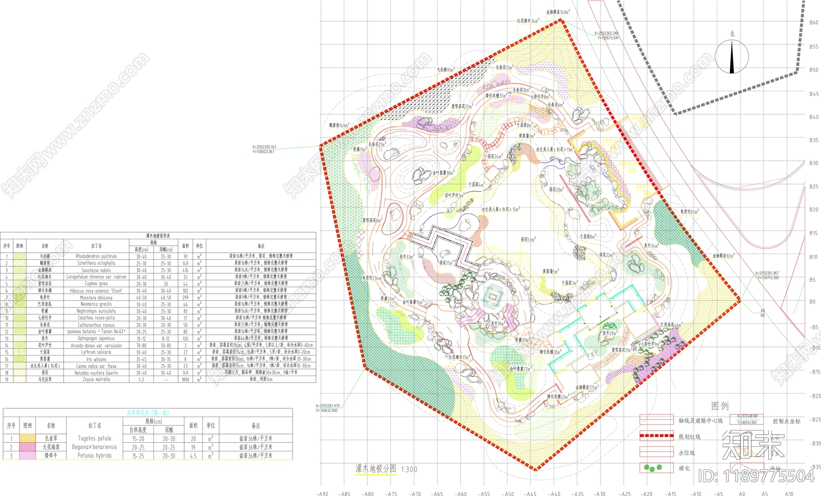 中式植物配置图库施工图下载【ID:1189775504】