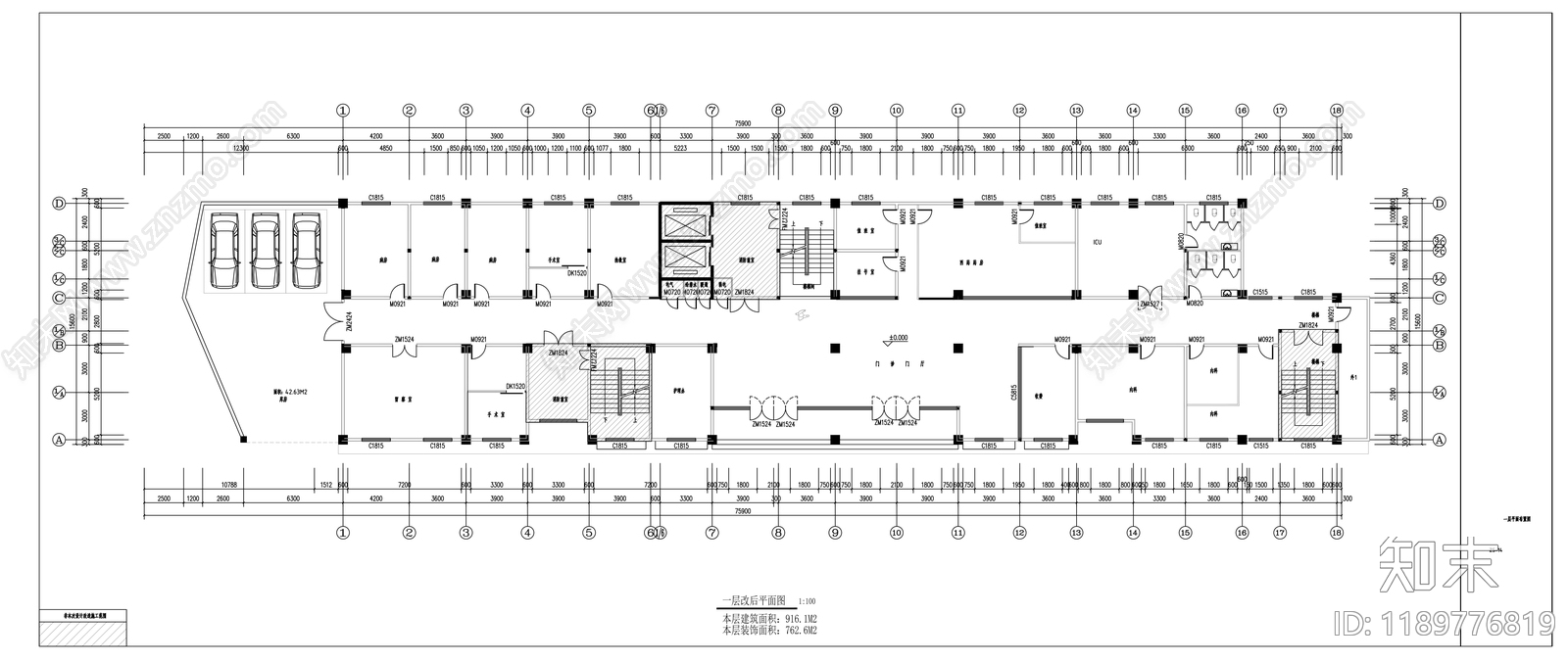 现代医院cad施工图下载【ID:1189776819】