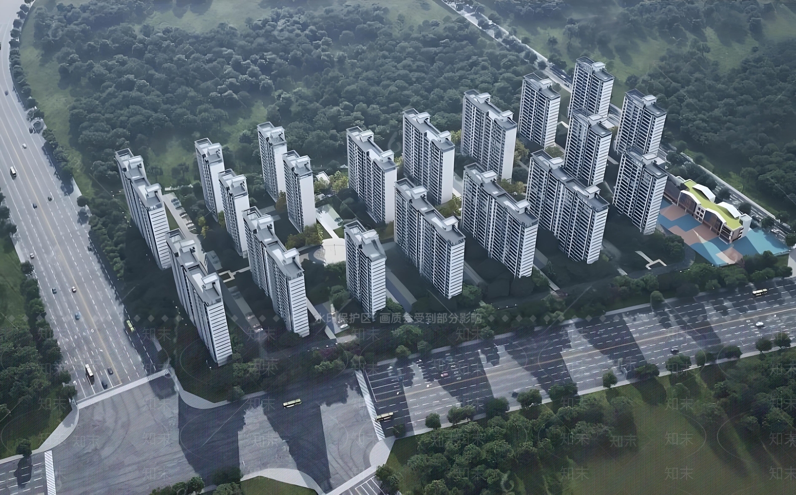 现代鸟瞰规划3D模型下载【ID:1189781389】