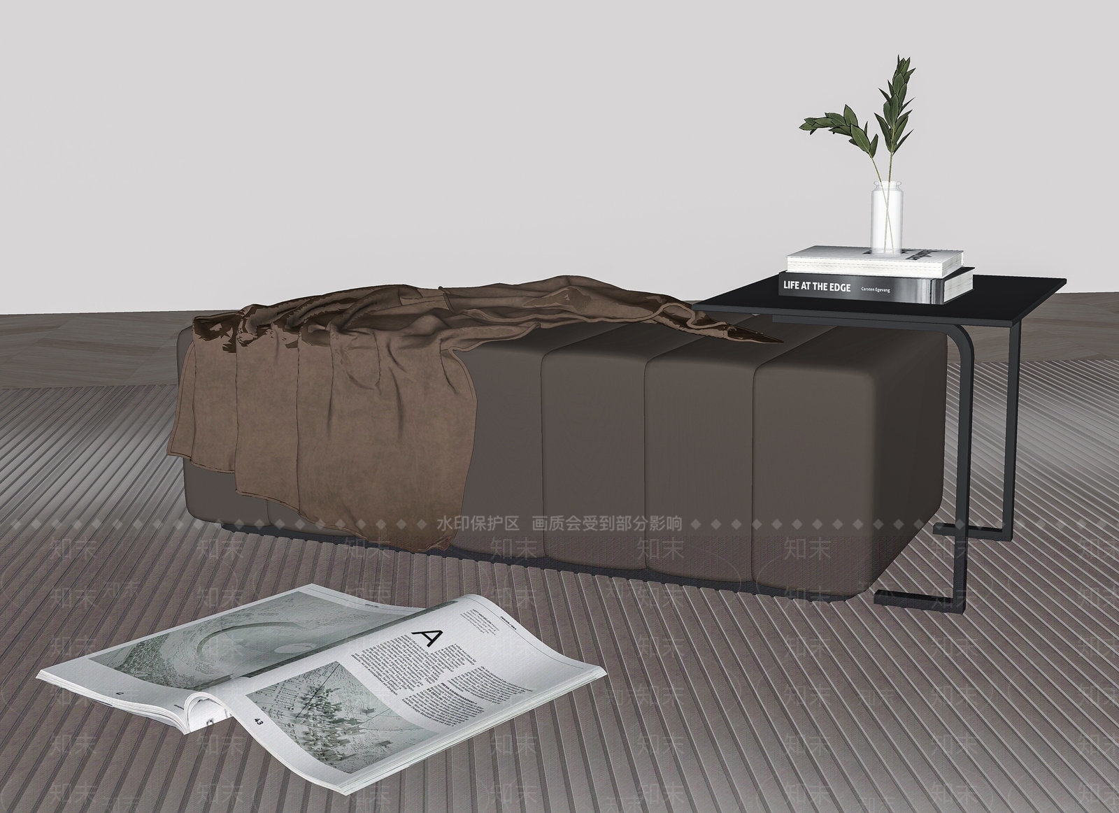 现代床尾凳SU模型下载【ID:1189781505】