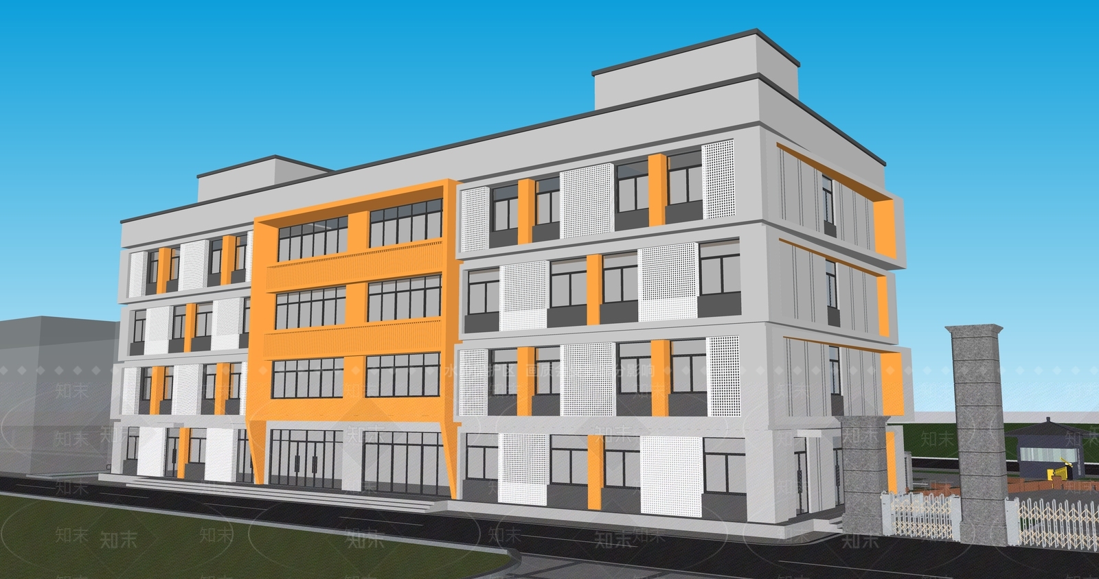 现代学校建筑SU模型下载【ID:1189782063】