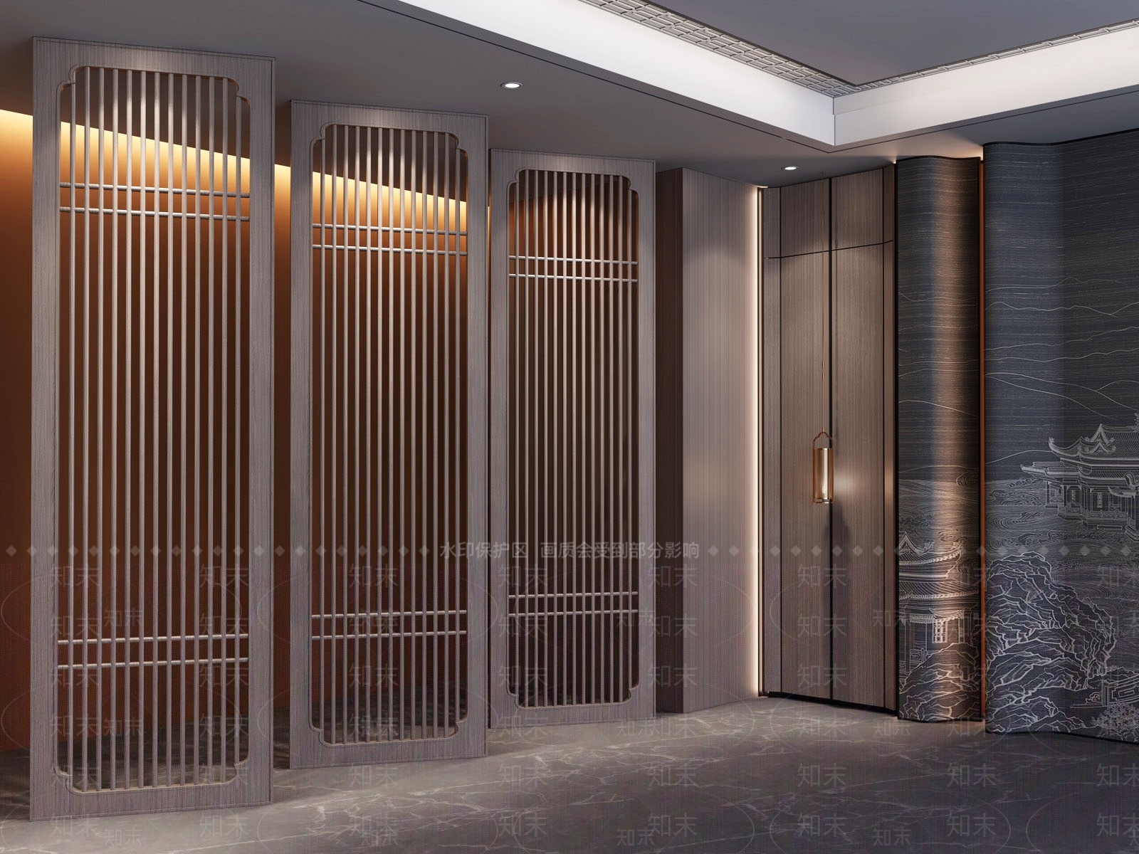 新中式隔断SU模型下载【ID:1189782241】