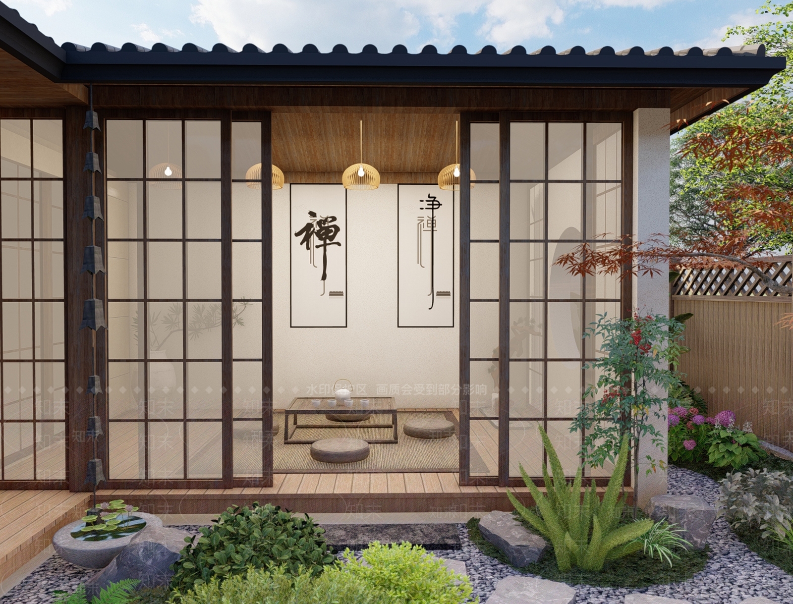 日式别墅庭院SU模型下载【ID:1189794416】