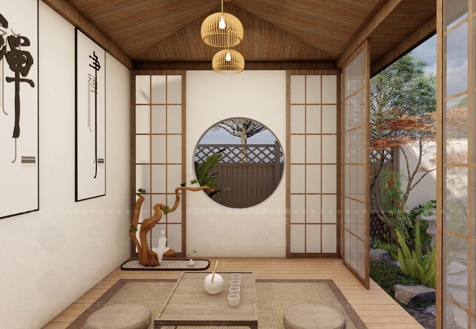日式别墅庭院SU模型下载【ID:1189794416】