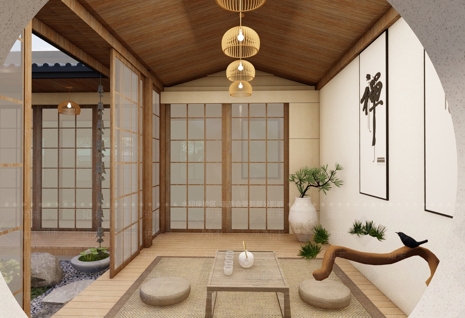 日式别墅庭院SU模型下载【ID:1189794416】