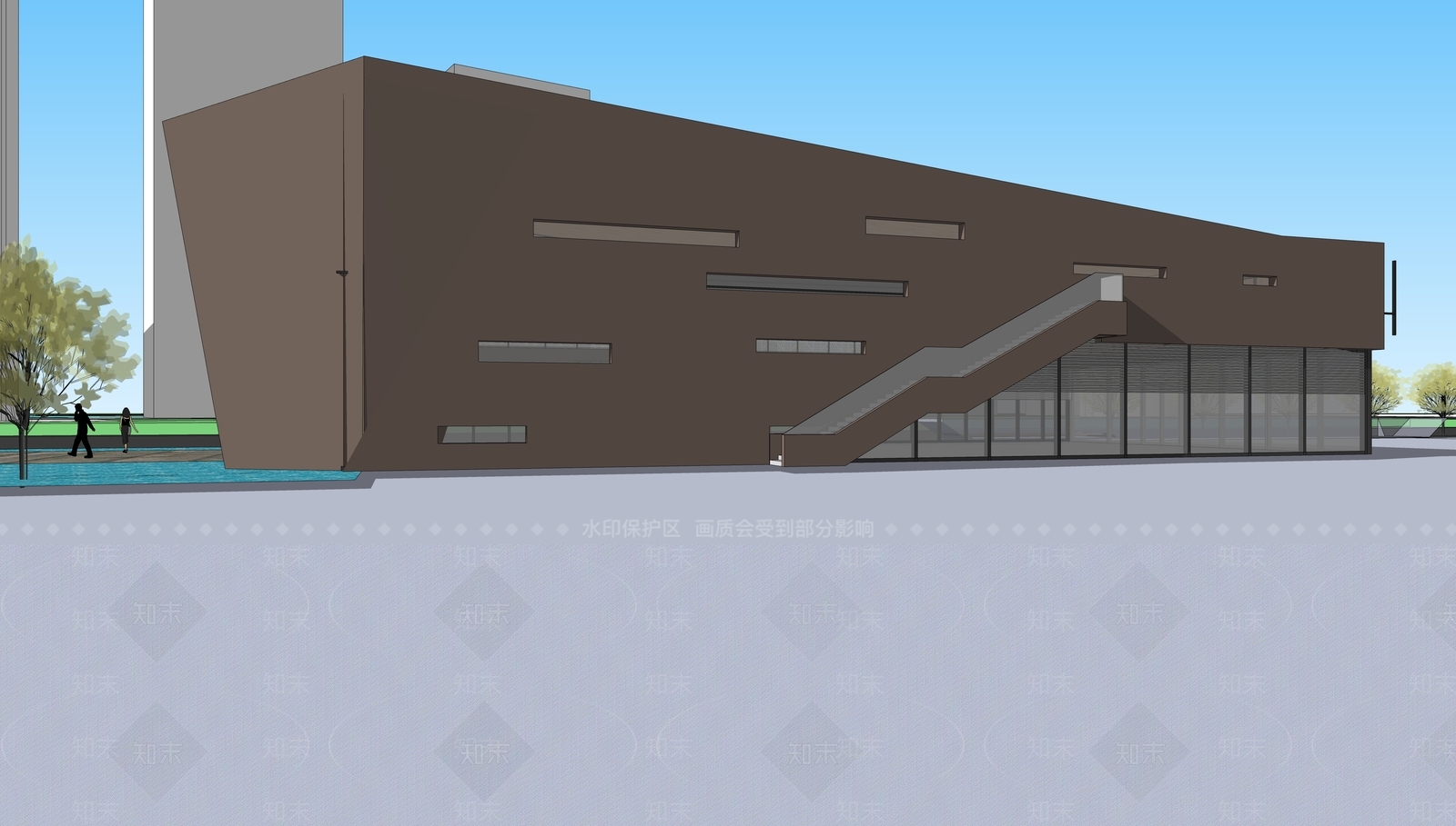 现代极简售楼处建筑SU模型下载【ID:1189786810】