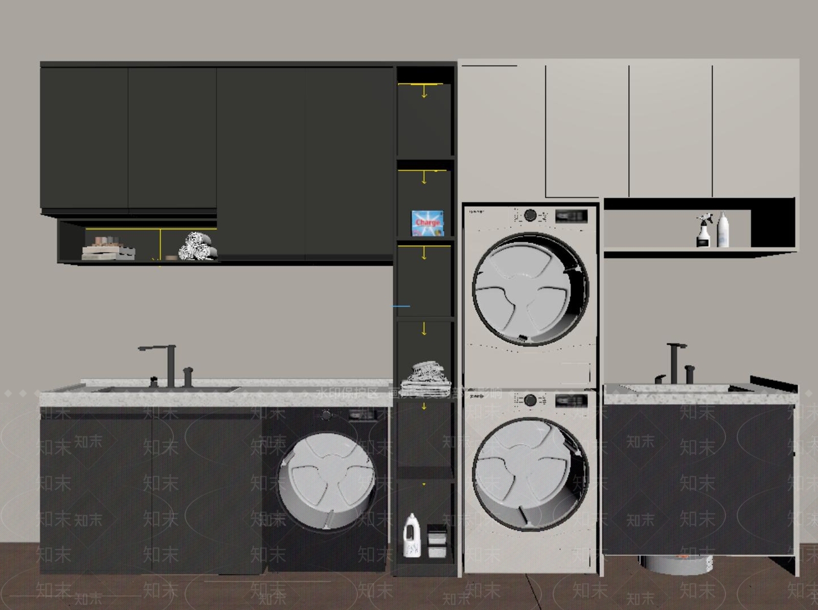 现代洗衣机柜SU模型下载【ID:1189787071】