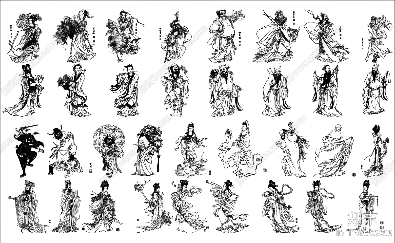 新中式人物施工图下载【ID:1189792996】