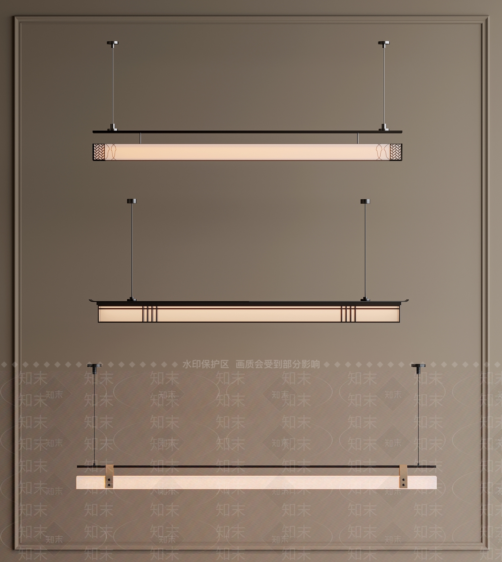 新中式中式灯具组合3D模型下载【ID:1189793678】
