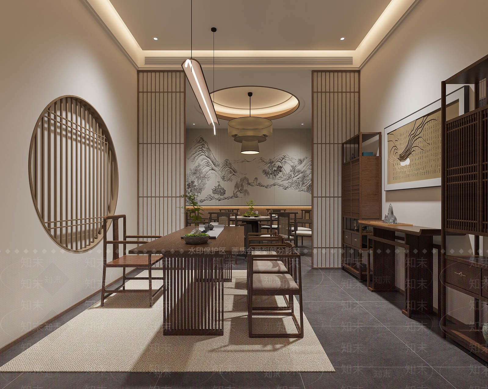 新中式中餐厅3D模型下载【ID:1189795093】