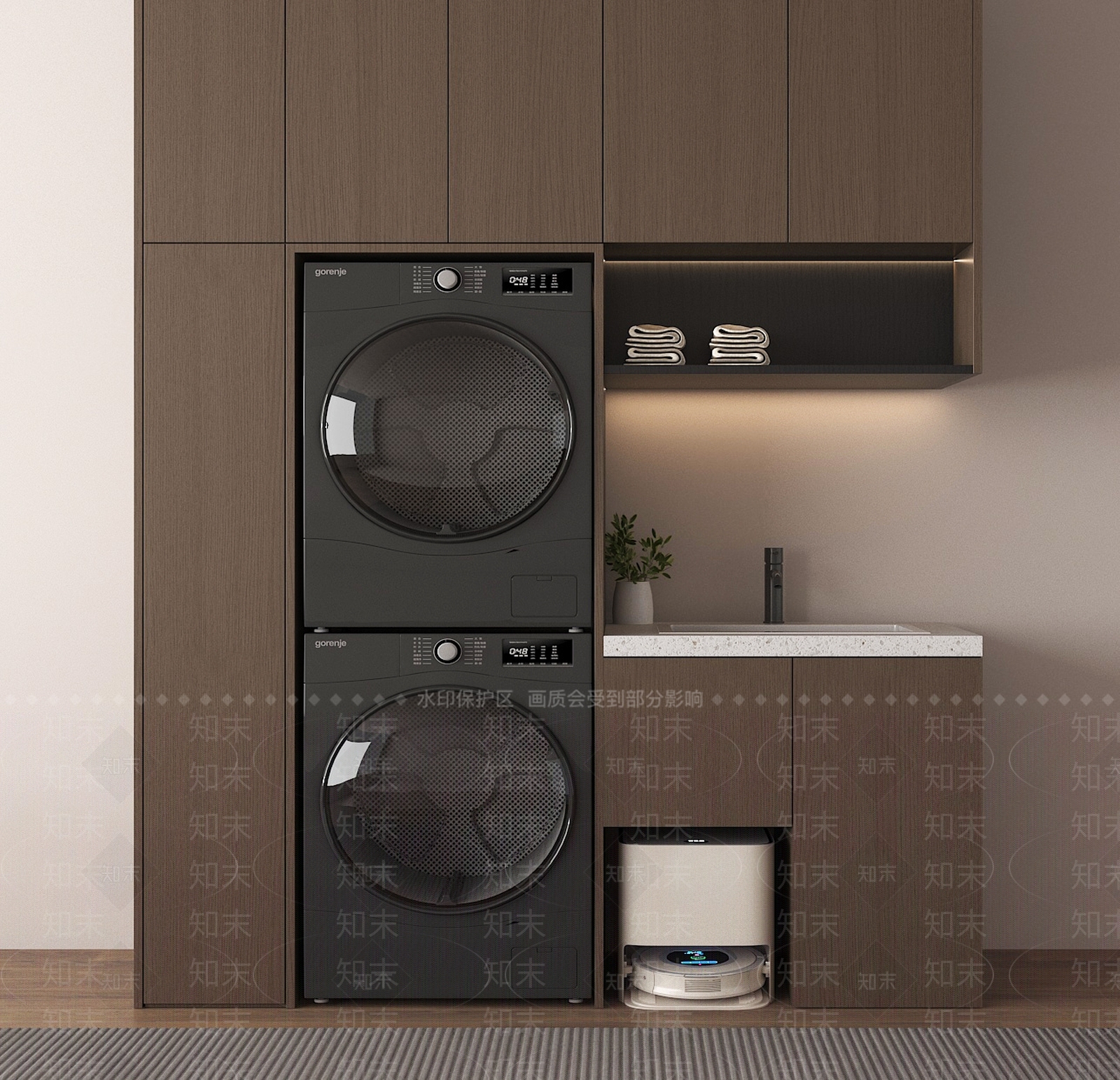 现代洗衣机柜3D模型下载【ID:1189795649】
