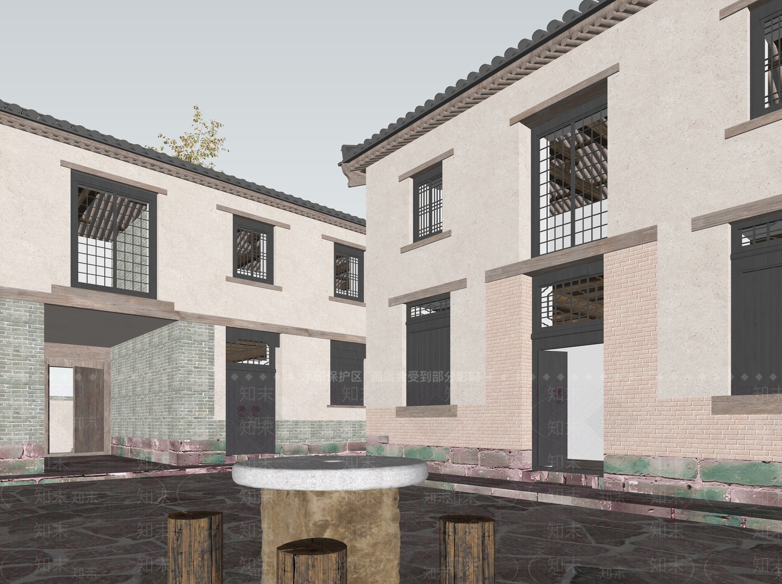 中式新中式古建筑SU模型下载【ID:1189798185】