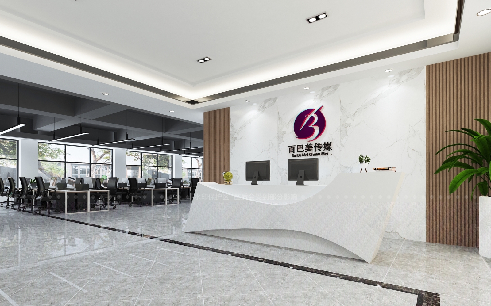 现代办公大厅3D模型下载【ID:1189803209】