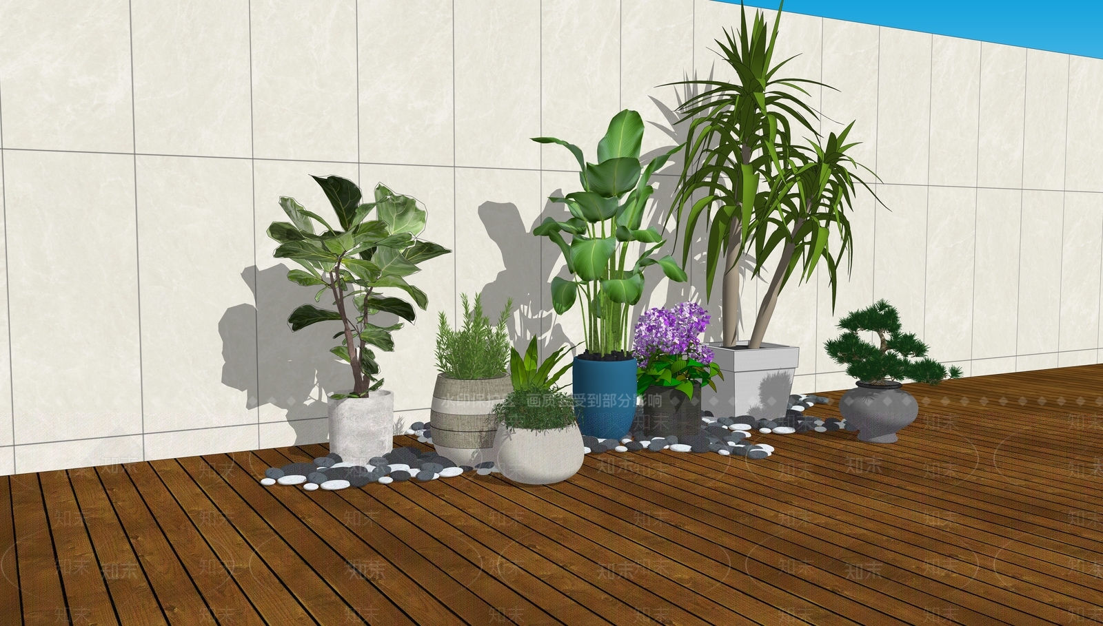 现代绿植摆件SU模型下载【ID:1189801886】