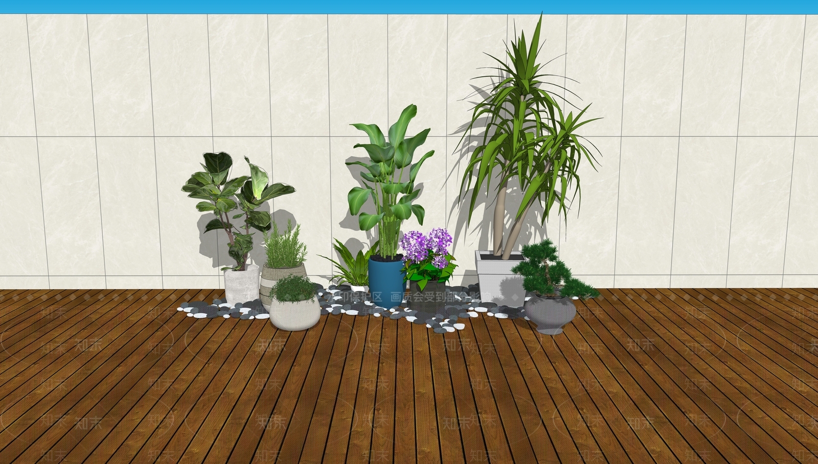 现代绿植摆件SU模型下载【ID:1189801886】