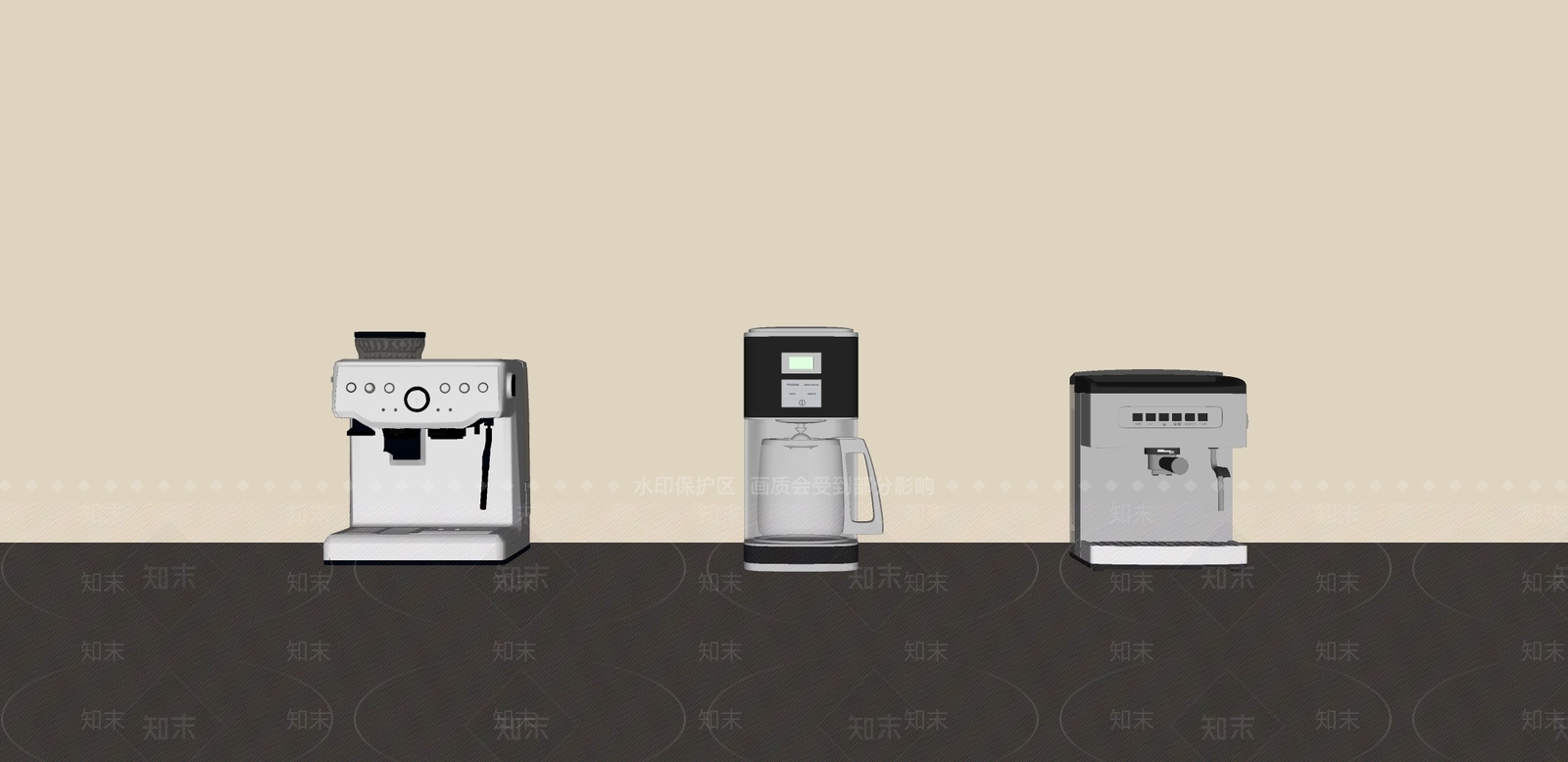 现代咖啡机SU模型草图