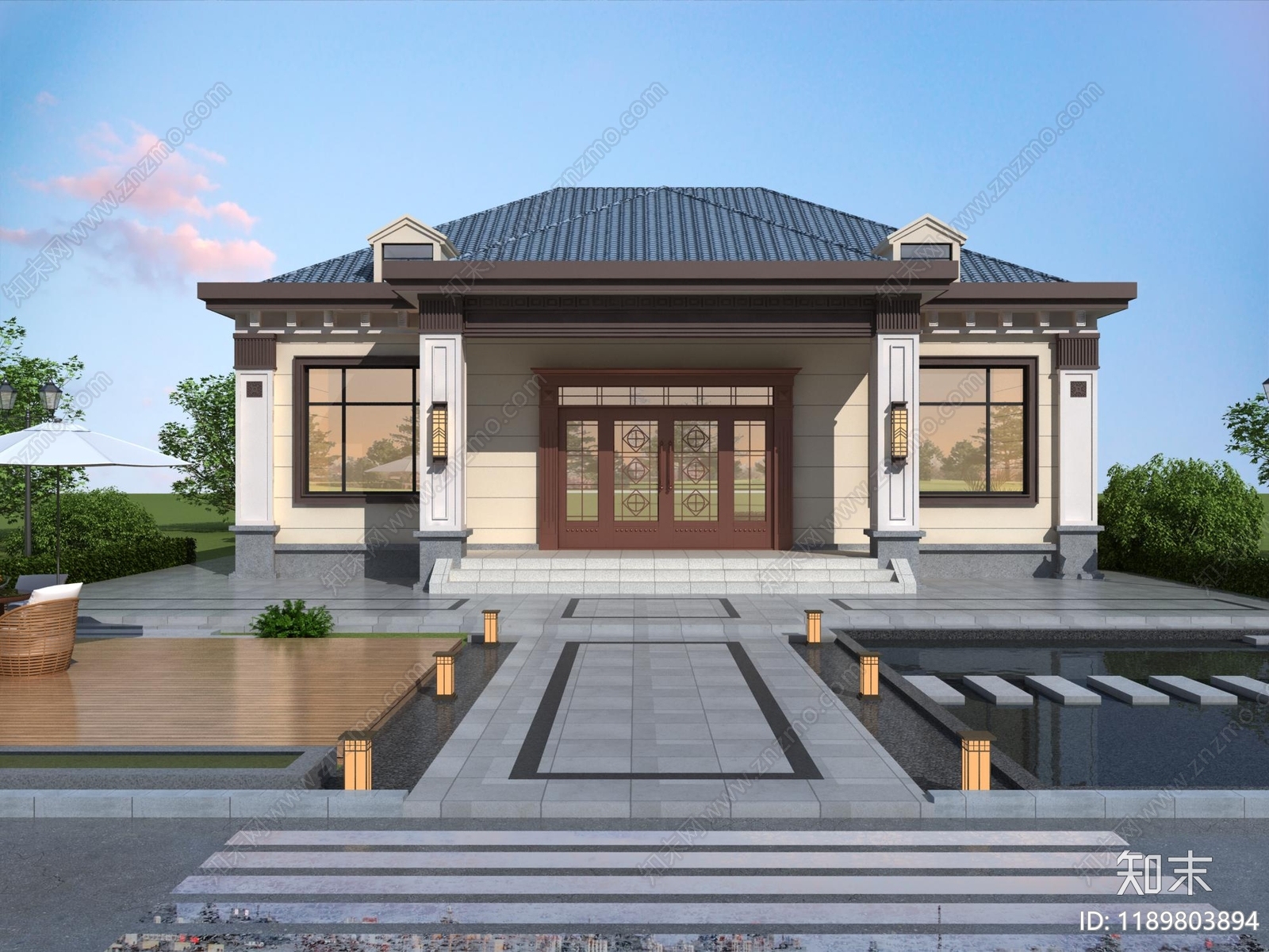 新中式别墅建筑施工图下载【ID:1189803894】