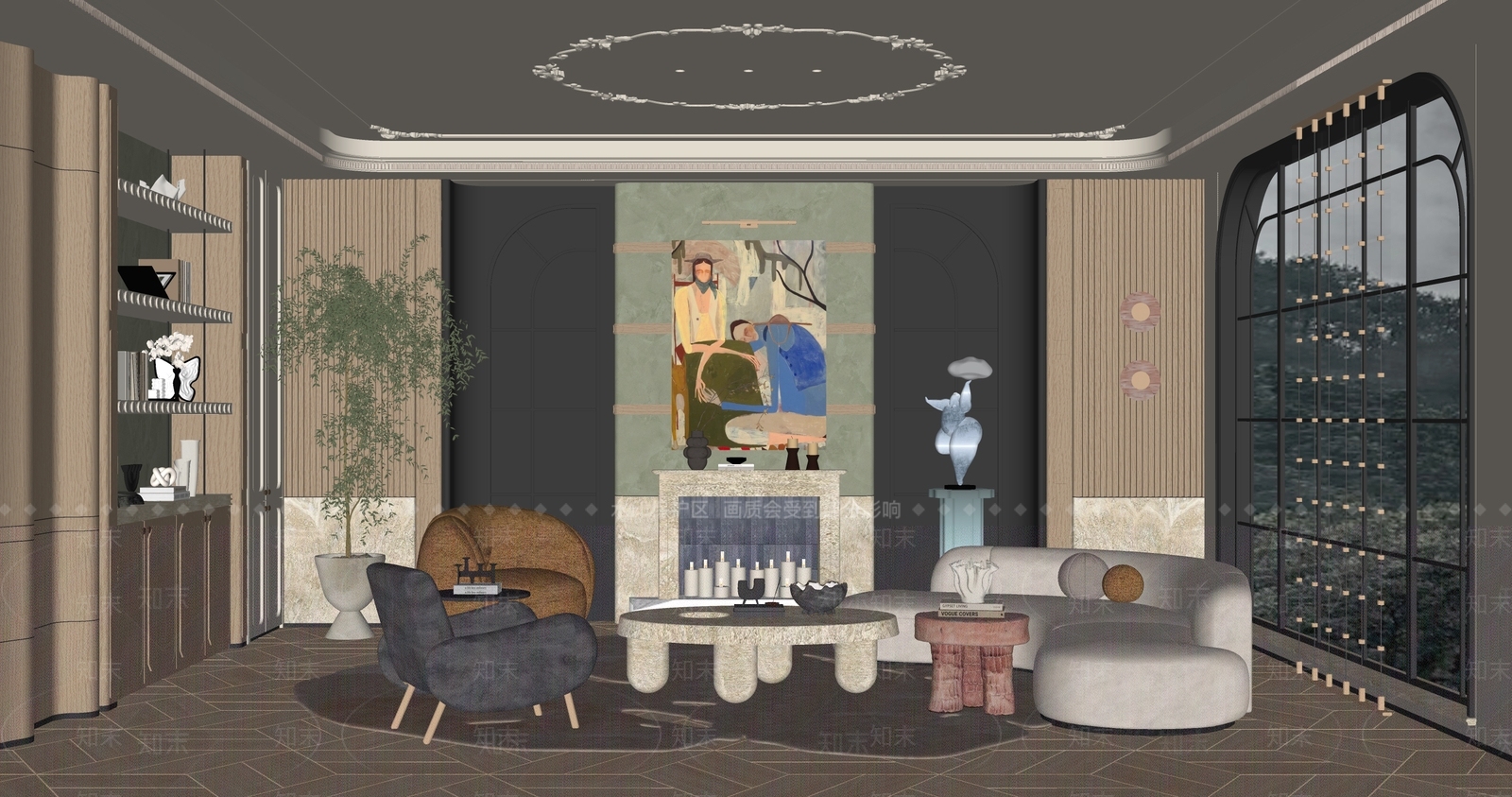 抽象设计挂画挂画SU模型下载【ID:1227424327】