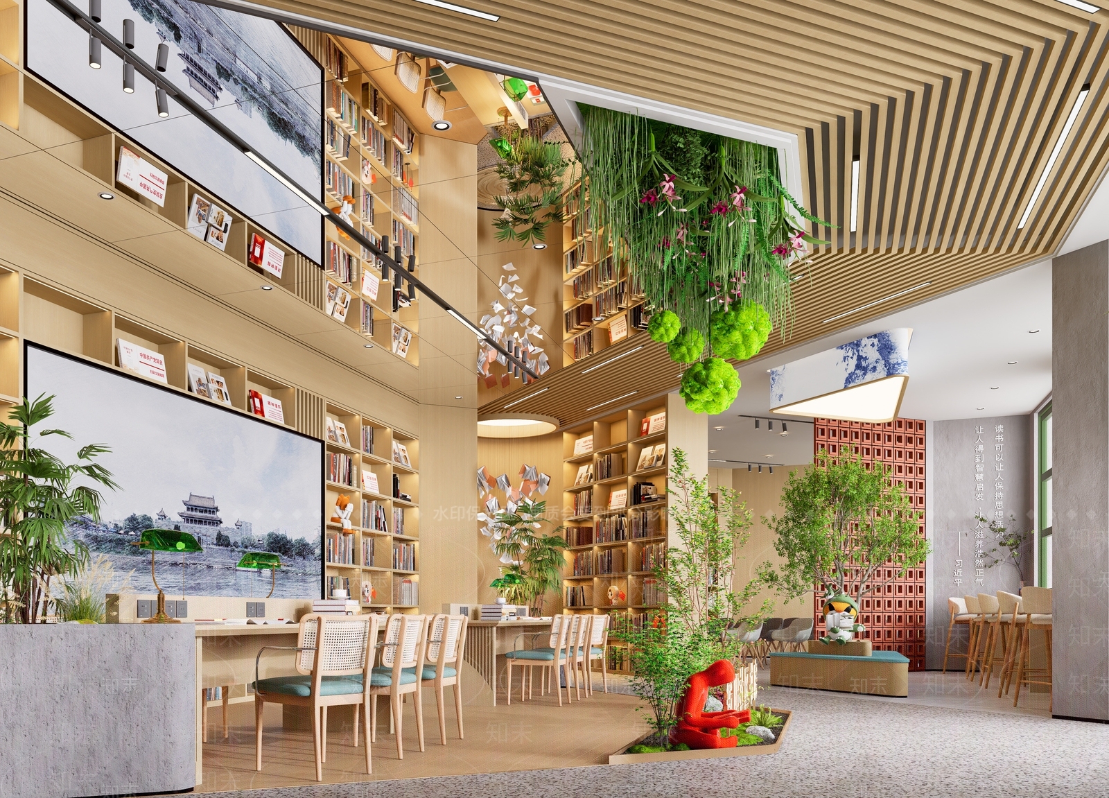 现代原木书店SU模型下载【ID:1189806978】