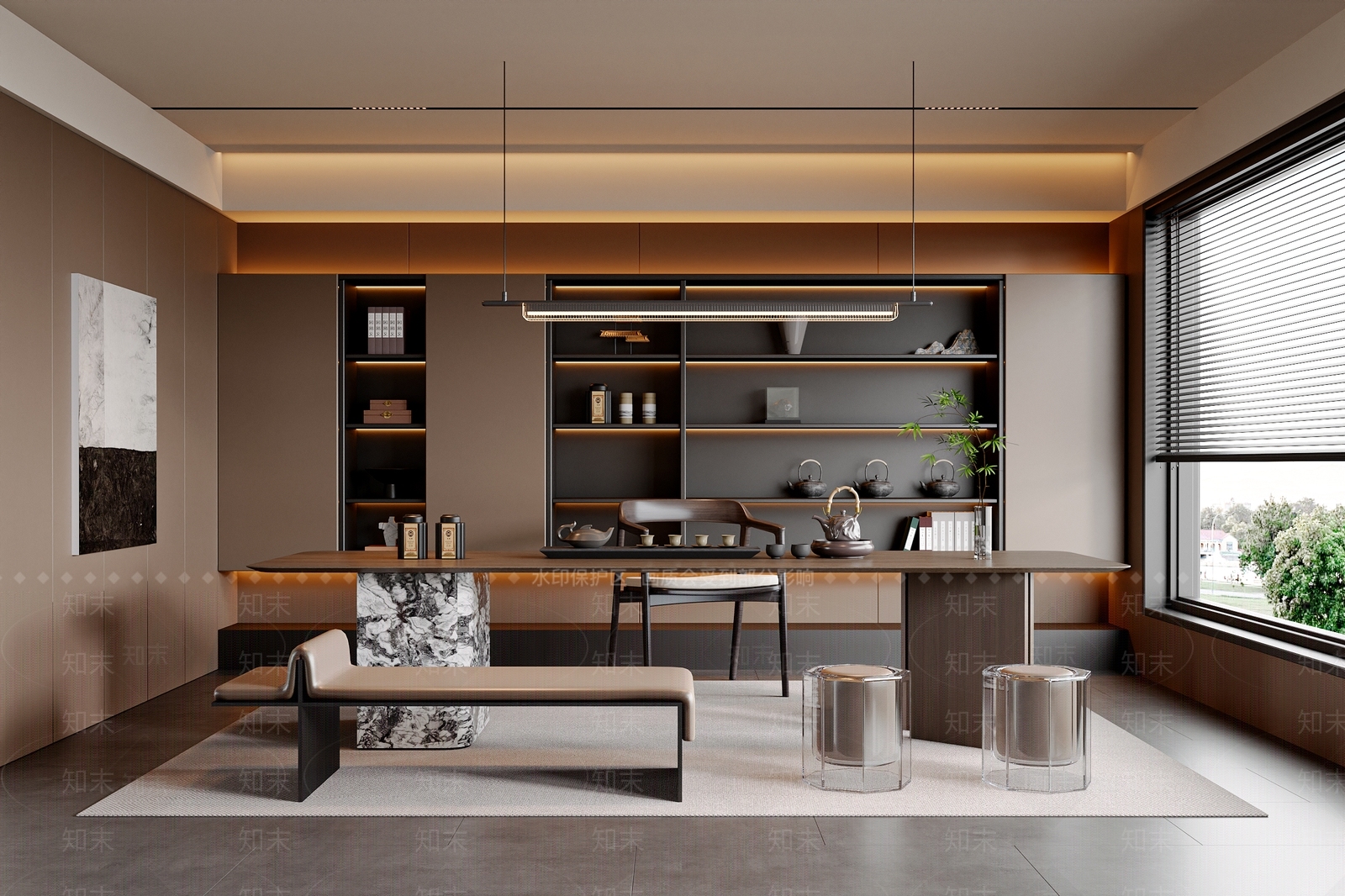 现代意式茶室SU模型下载【ID:1189805345】