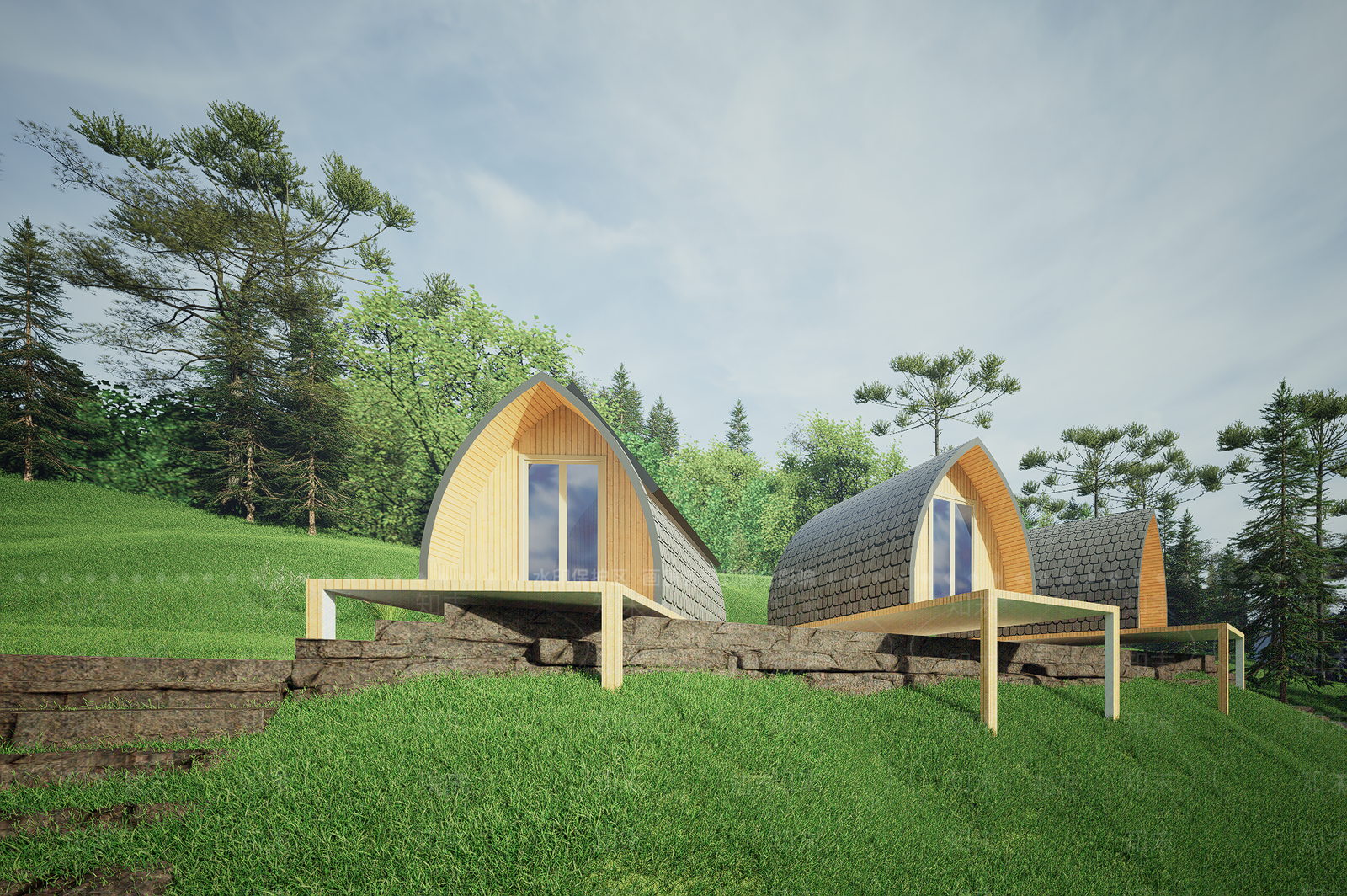 现代民宿建筑SU模型下载【ID:1189807945】