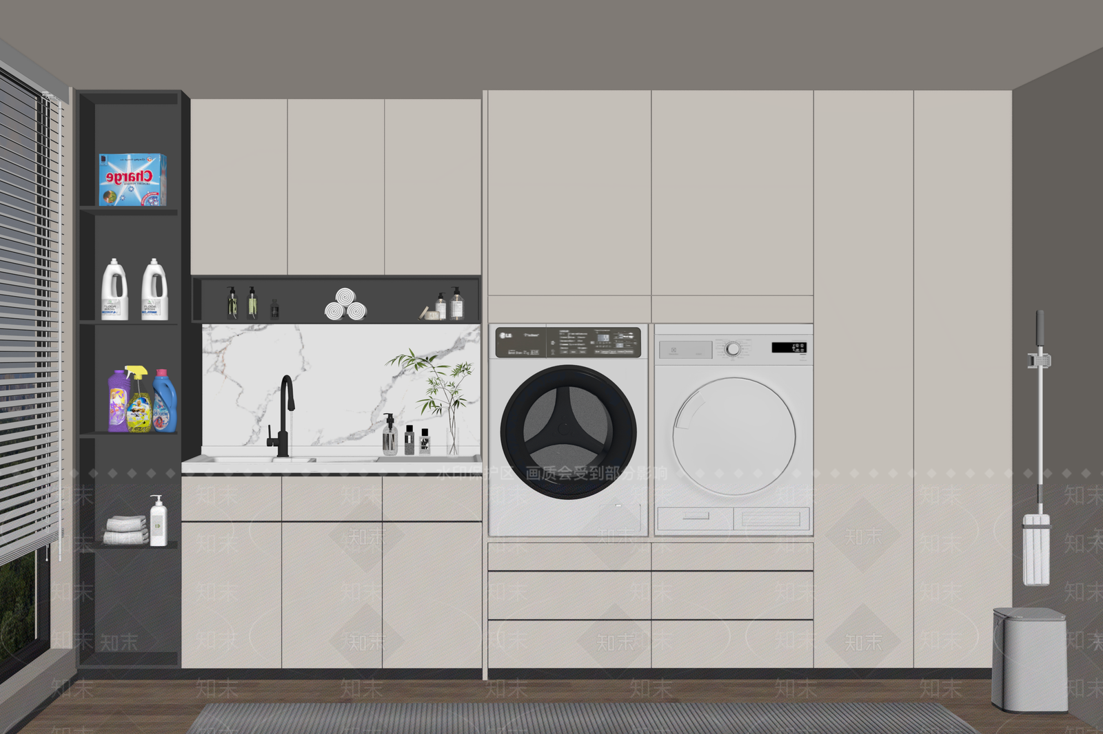 现代洗衣机柜SU模型下载【ID:1189808344】