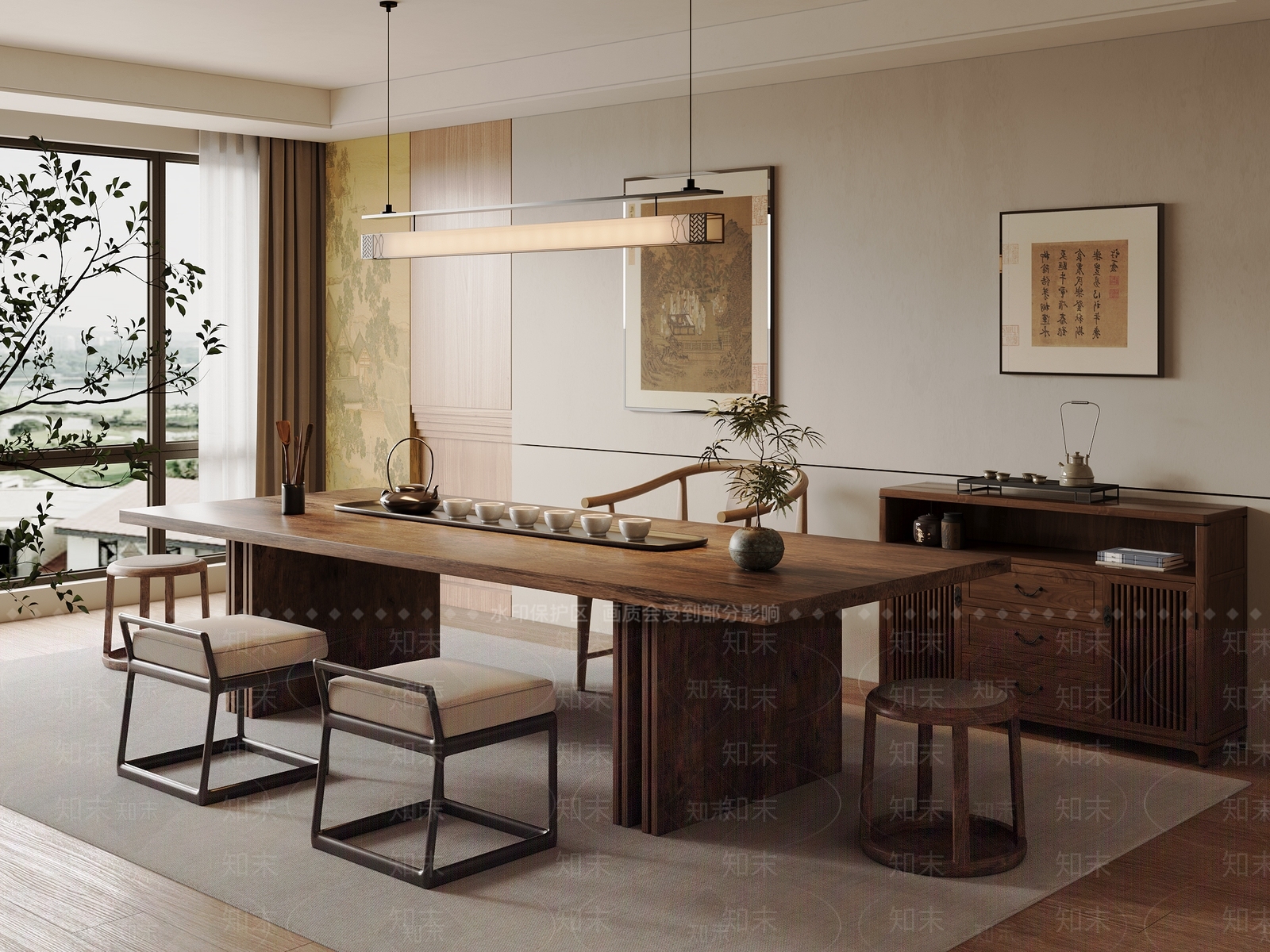 新中式中古茶室SU模型下载【ID:1189812972】