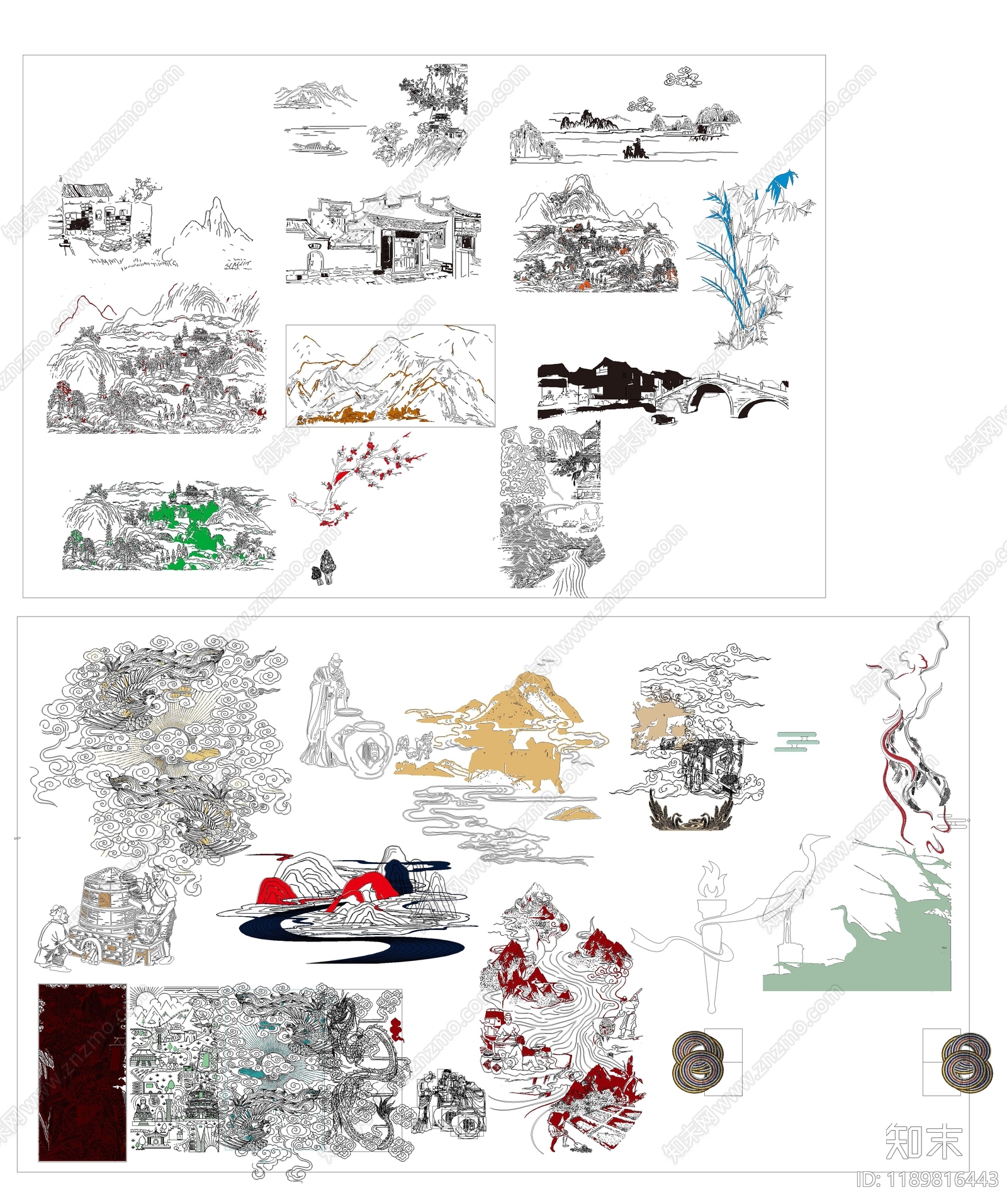 新中式综合植物图库施工图下载【ID:1189816443】