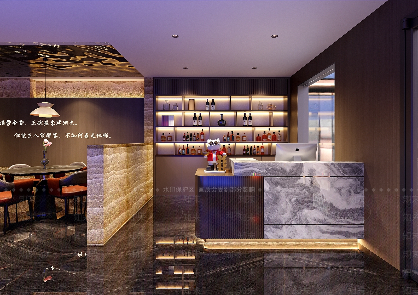 现代酒店餐厅3D模型下载【ID:1215076714】