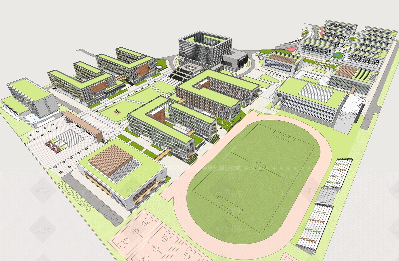 现代学校建筑SU模型下载【ID:1189817814】