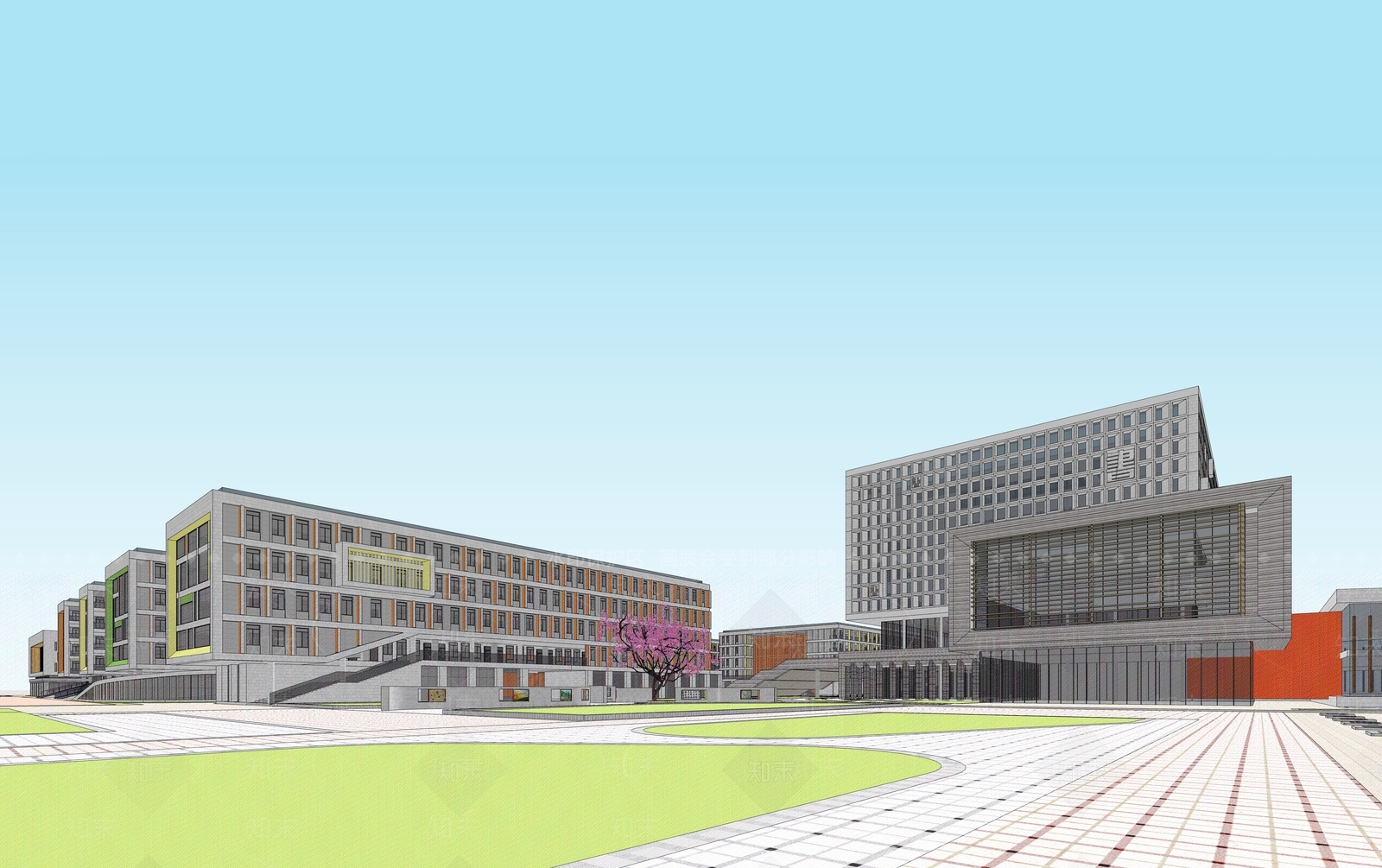 现代学校建筑SU模型下载【ID:1189817814】