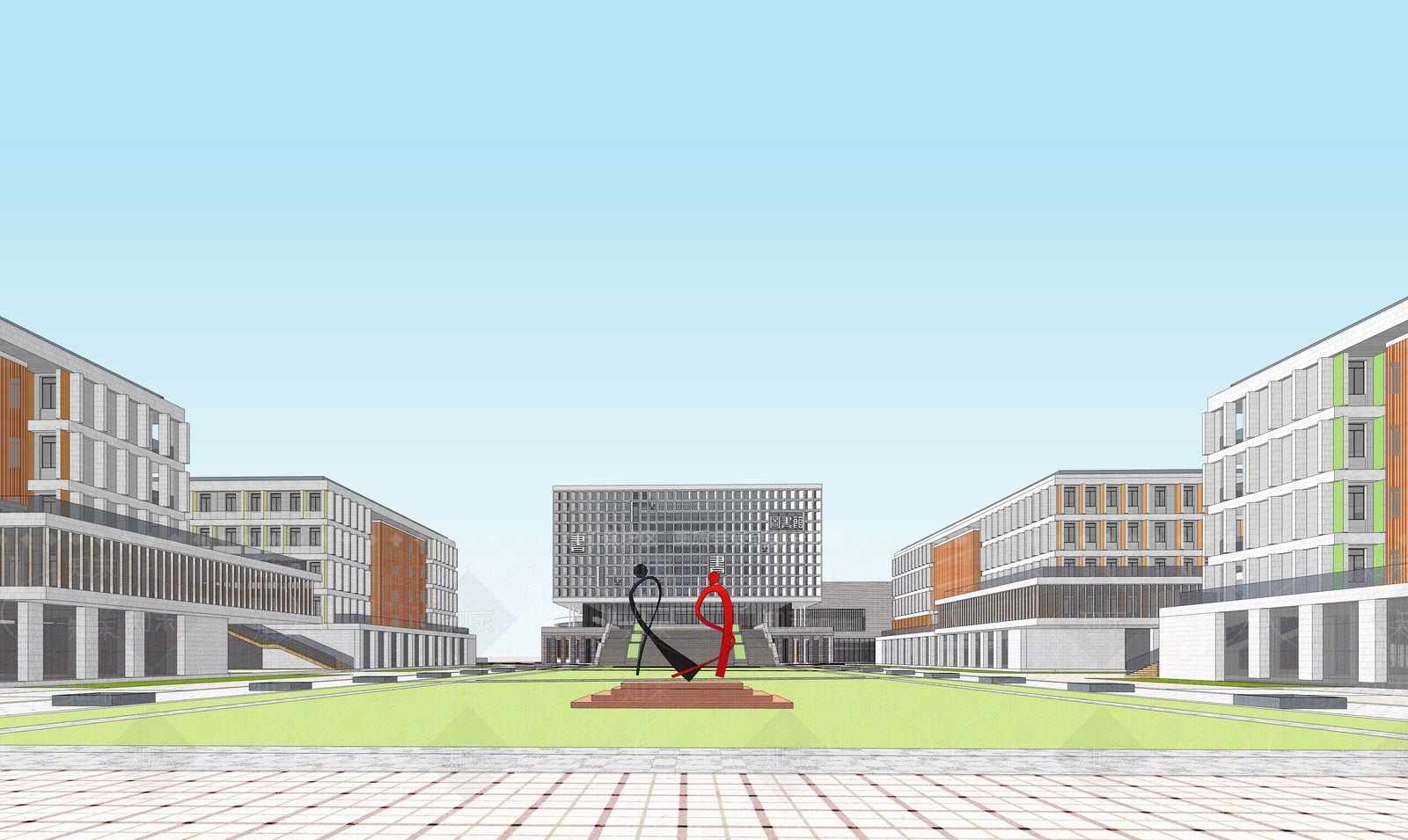 现代学校建筑SU模型下载【ID:1189817814】