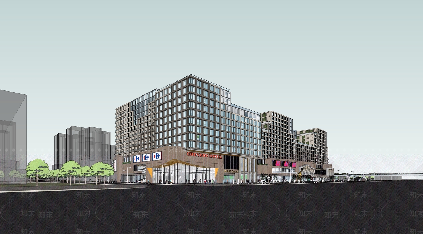 现代商业街SU模型下载【ID:1189824213】