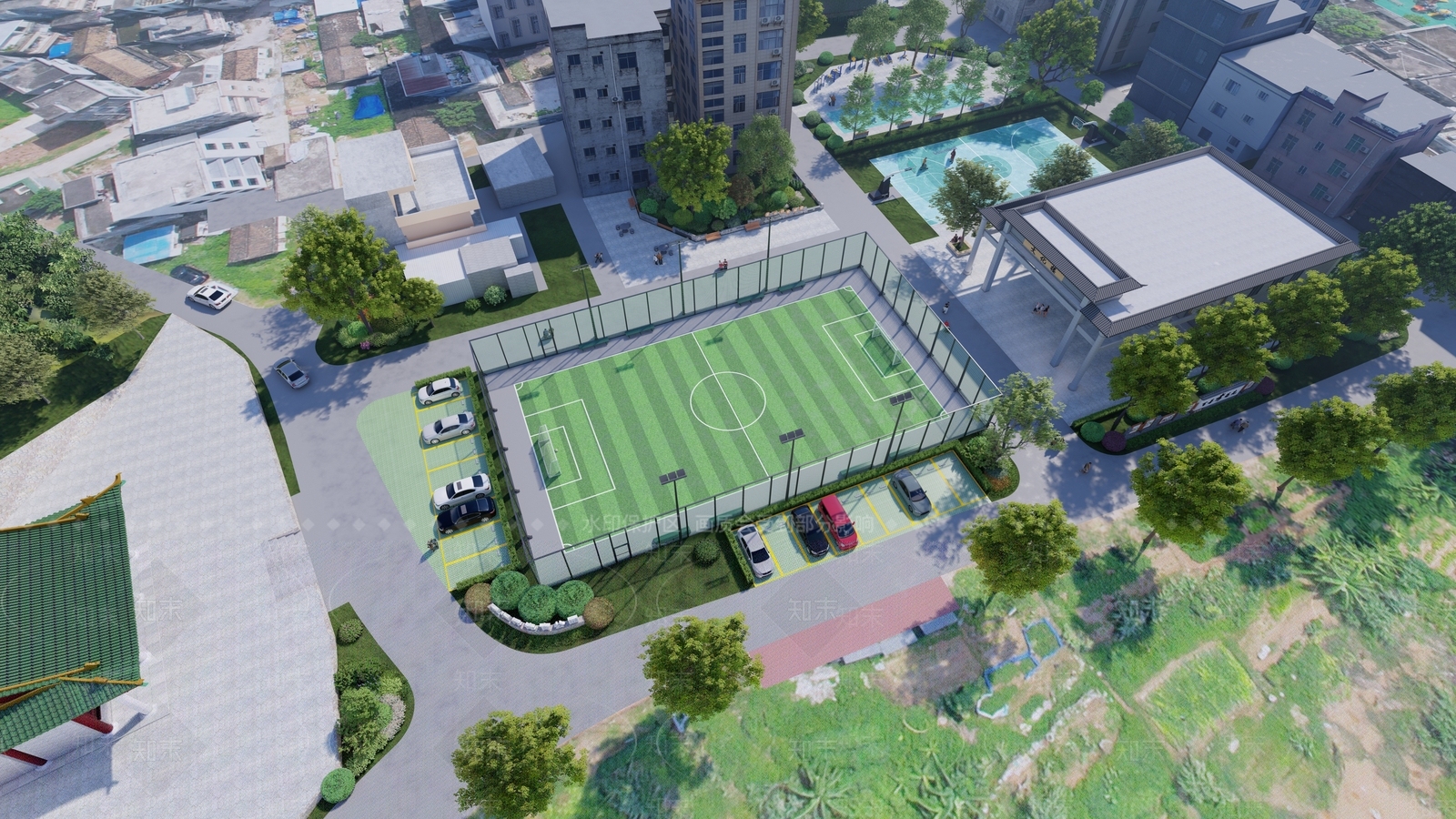 新中式现代乡村公园SU模型下载【ID:1189828969】