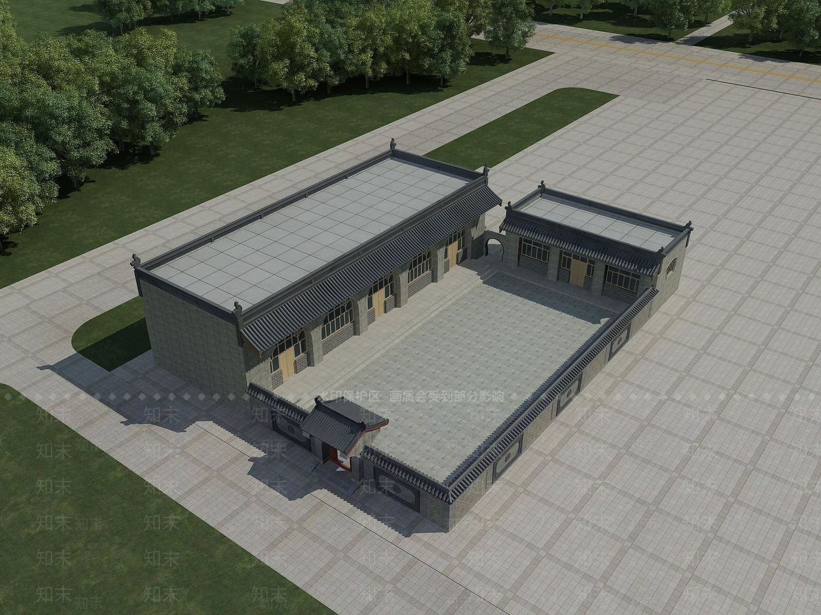 现代古建庭院3D模型下载【ID:1189831676】