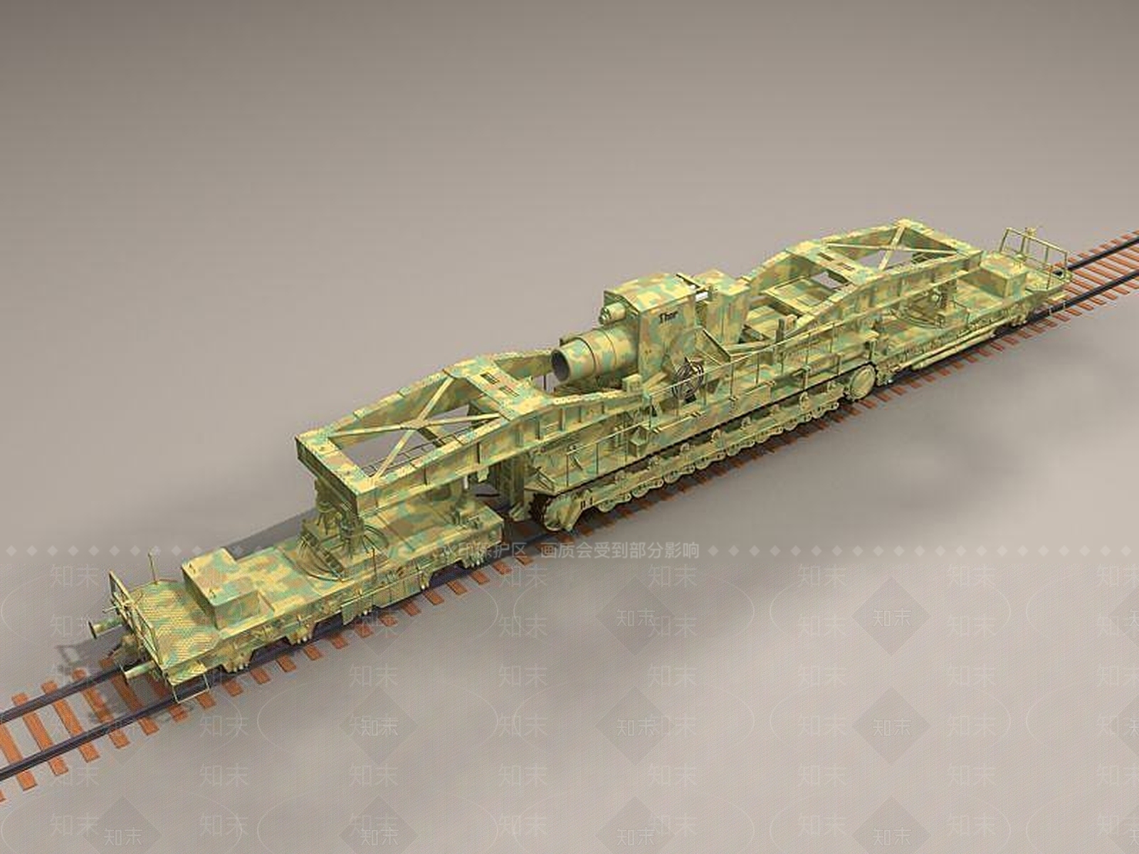 现代火车3D模型渲染效果图