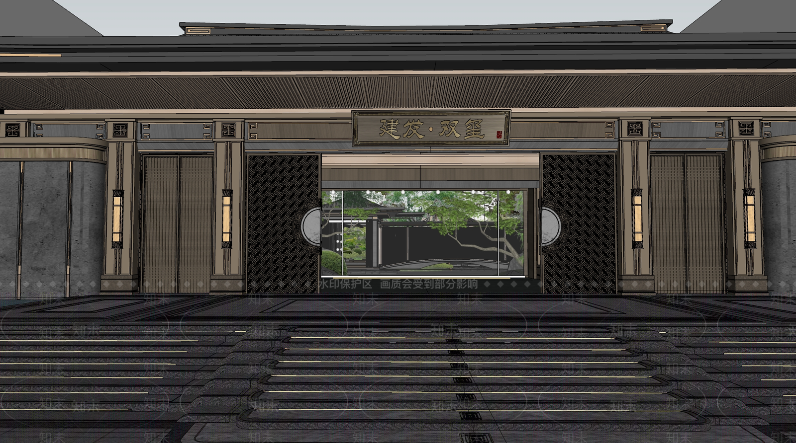 新中式商业景观SU模型下载【ID:1189834680】