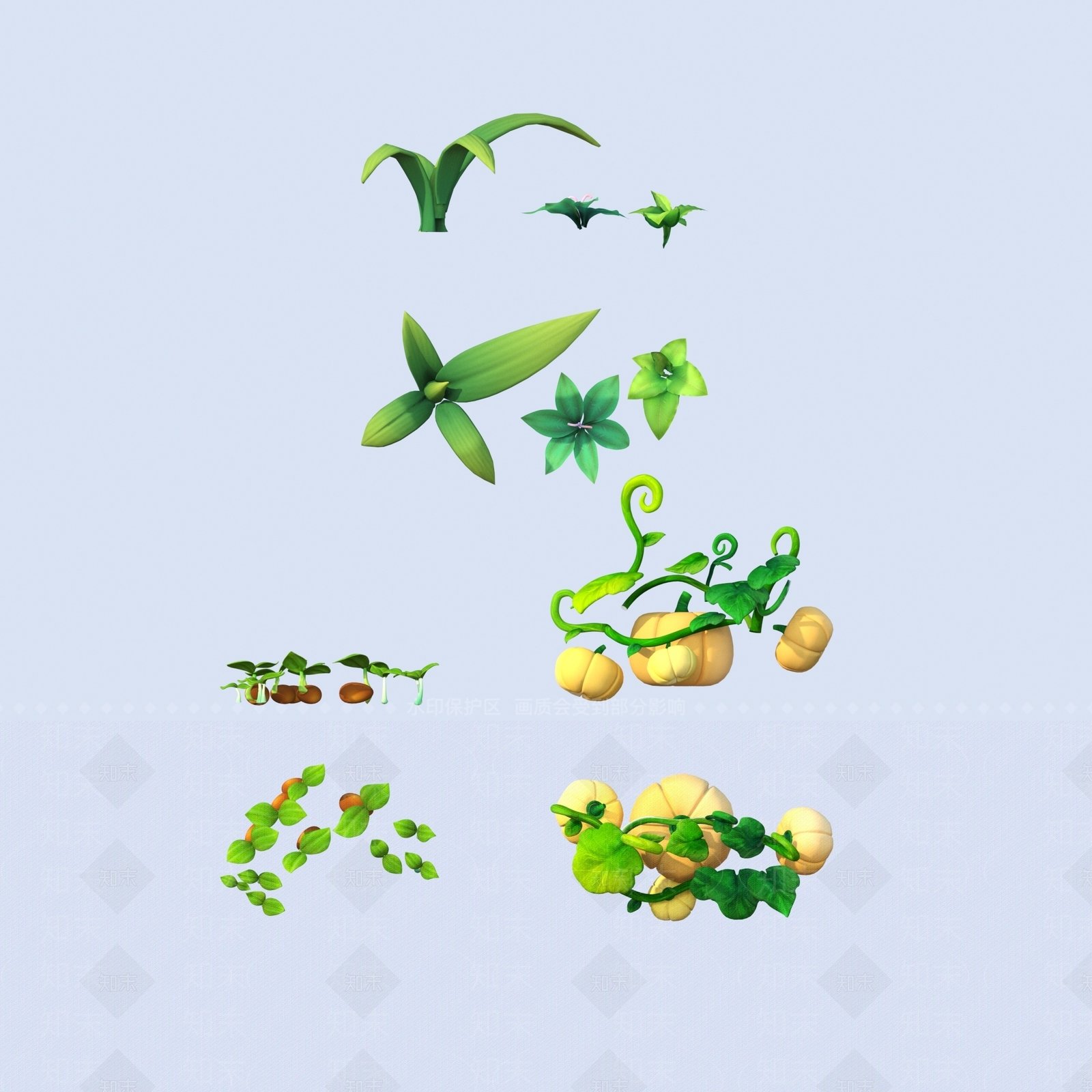 花草组合3D模型下载【ID:1189834847】