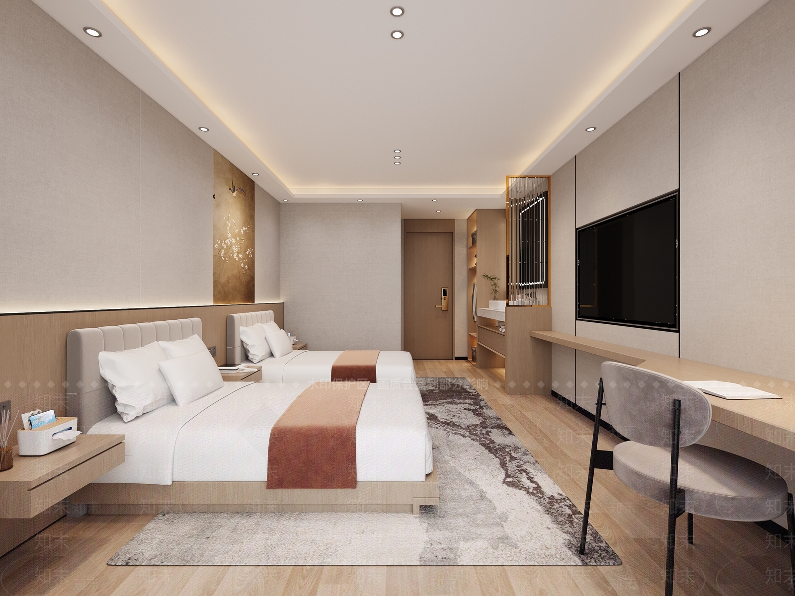 现代酒店客房3D模型下载【ID:1215076809】