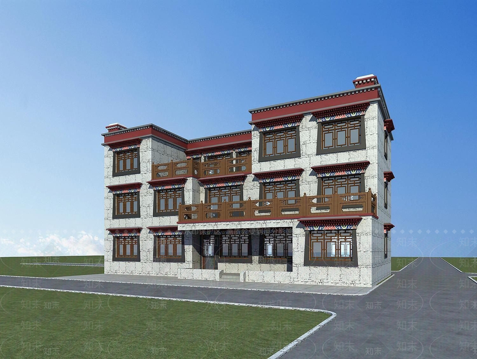 现代藏族别墅3D模型下载【ID:1189835464】