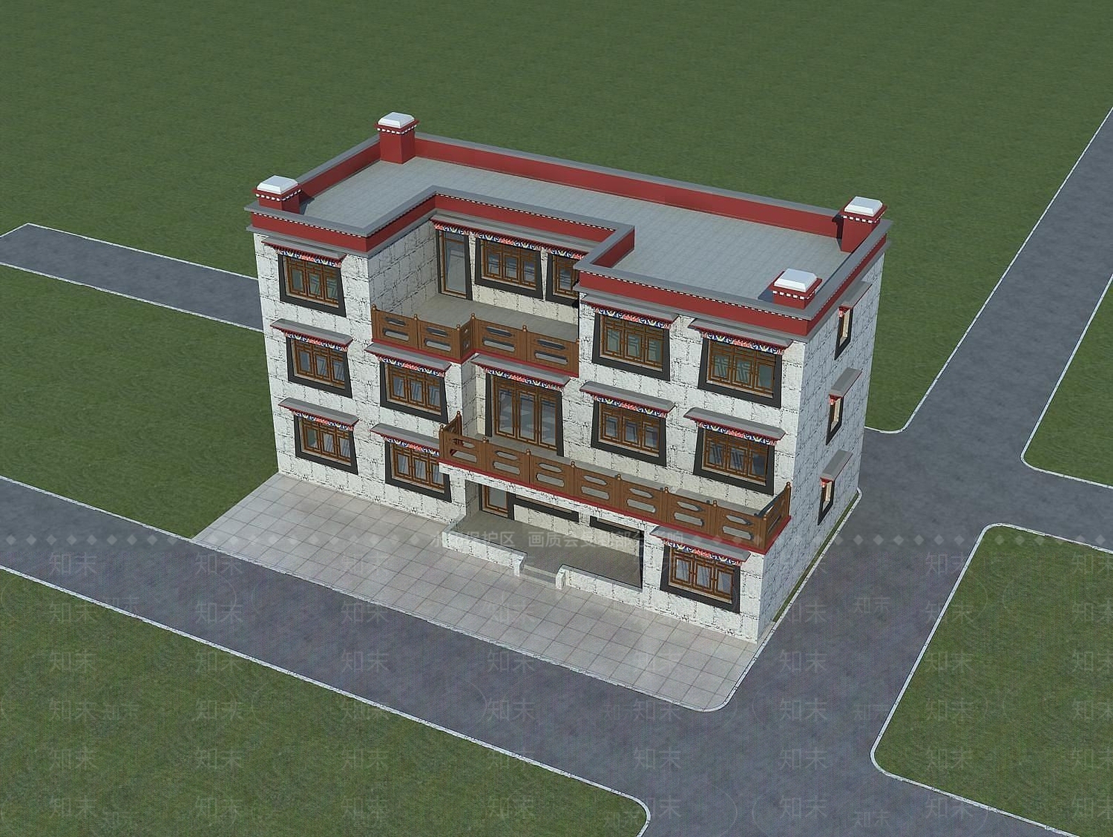 现代藏族别墅3D模型下载【ID:1189835464】