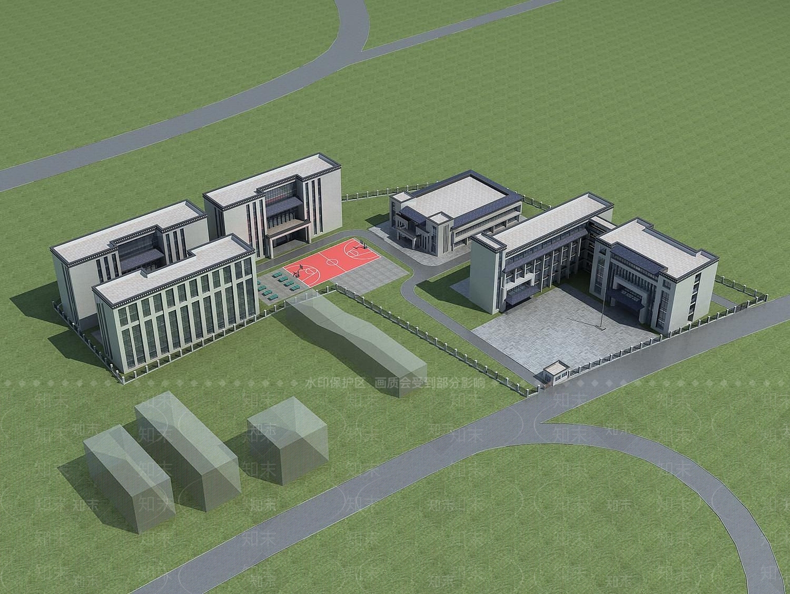 现代学校教育基地规划3D模型下载【ID:1189836684】